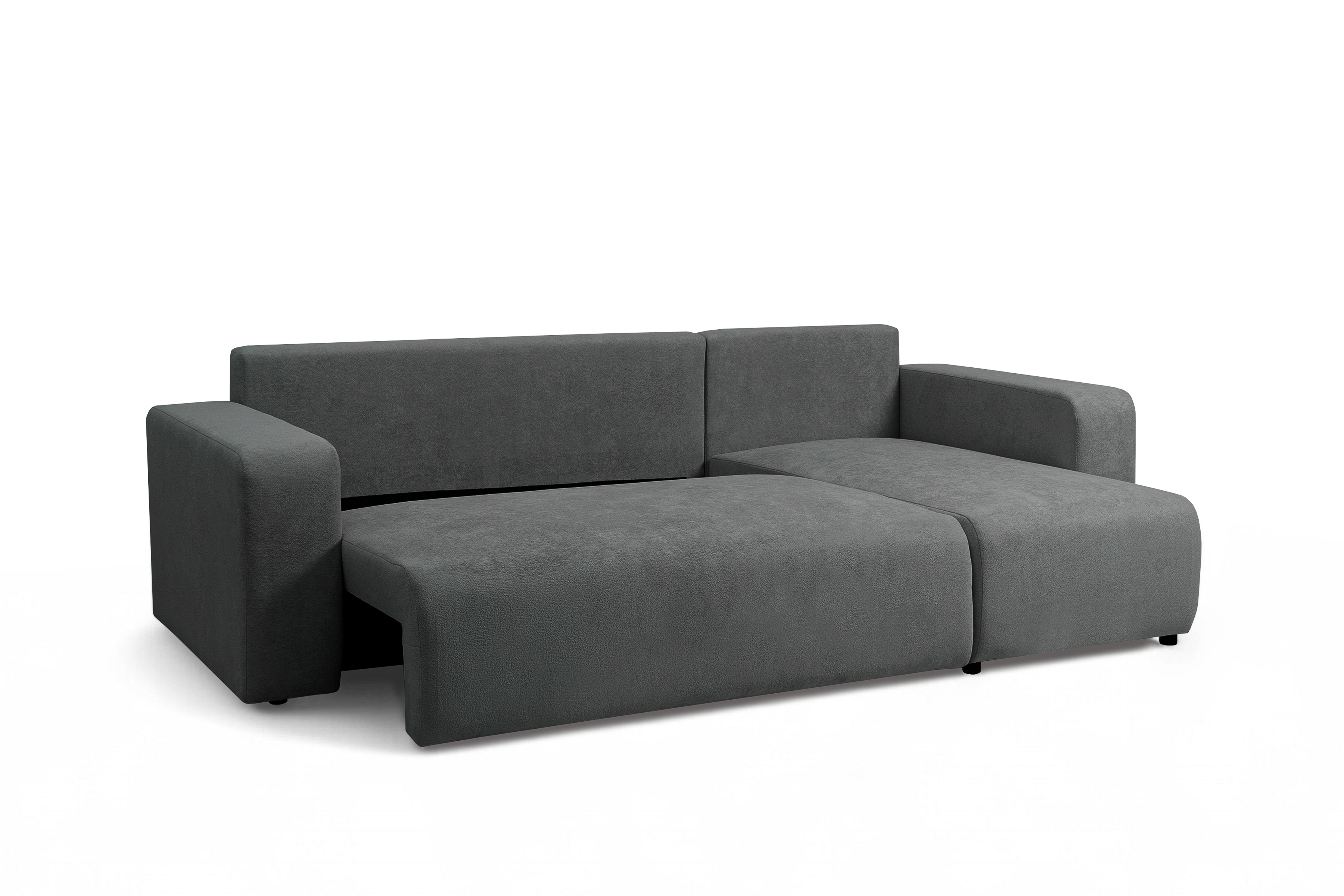 Rozkládací rohová sedací souprava Avia Mini - grafitová Gerra 120 Rohová sedací souprava Avia Mini rozkládací uniwersalny prawo/levá - grafitová boucle Gerra 120