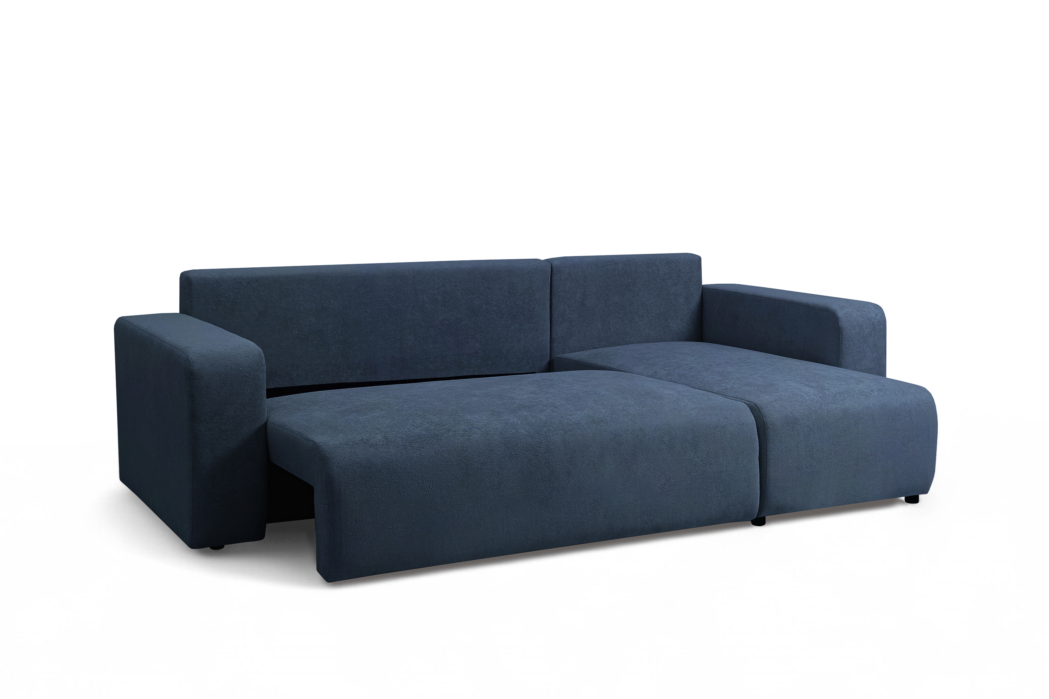 Rozkládací rohová sedací souprava Avia Mini - tmavě modrá Gerra 125 Rohová sedací souprava Avia Mini rozkládací uniwersalny prawo/levá - tmavě modrá boucle Gerra 125