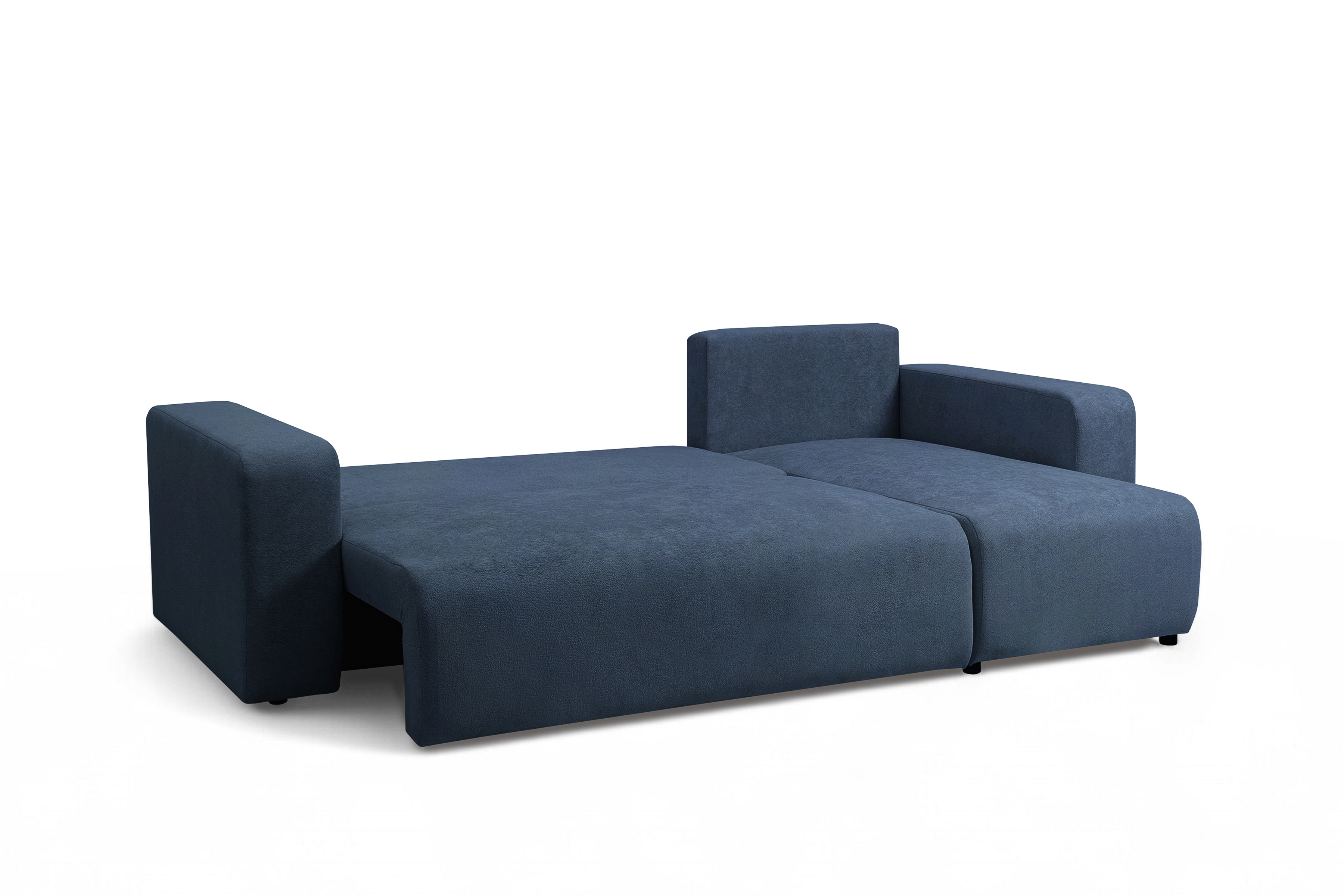 Rozkládací rohová sedací souprava Avia Mini - tmavě modrá Gerra 125 Rohová sedací souprava Avia Mini rozkládací uniwersalny prawo/levá - tmavě modrá boucle Gerra 125