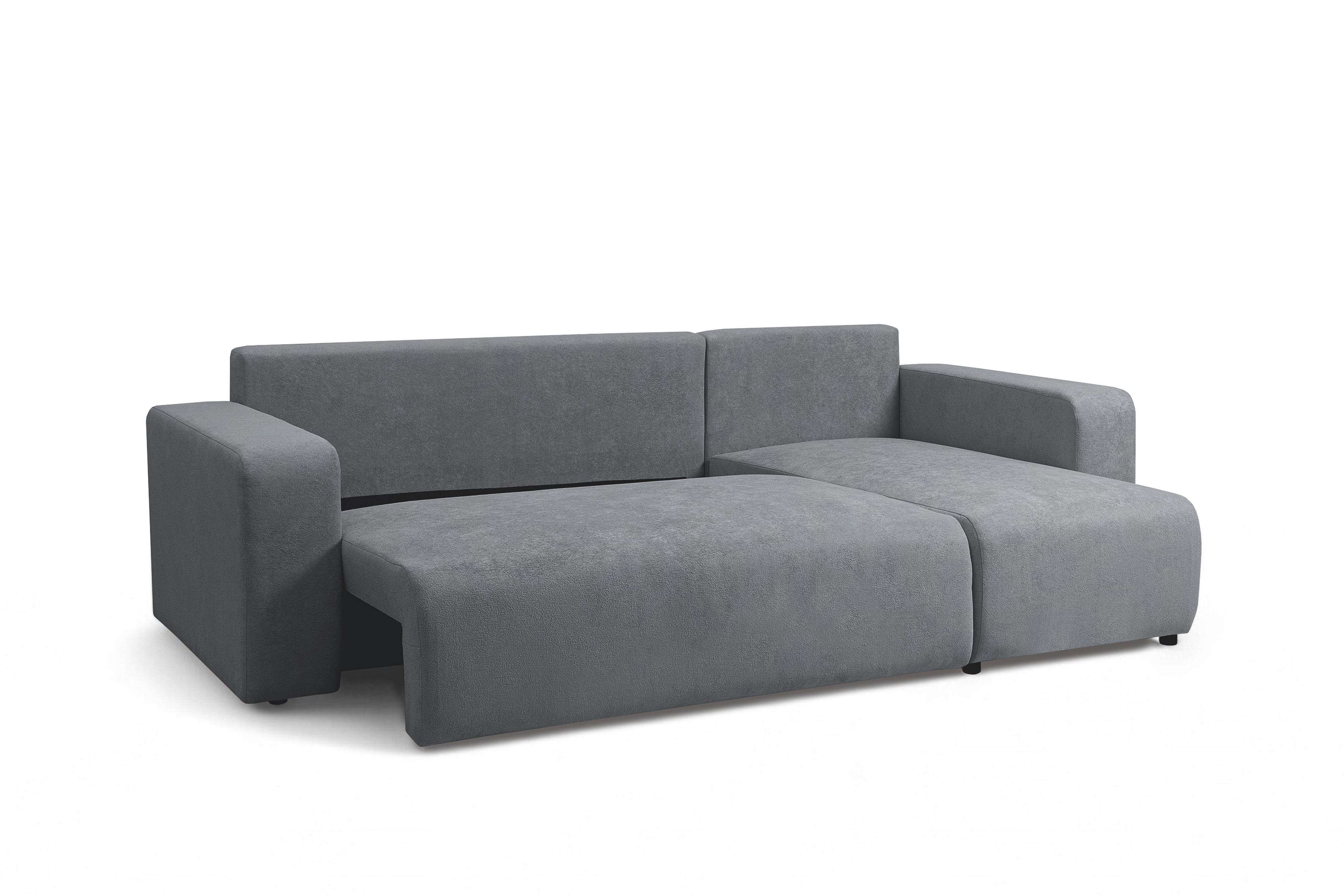 Rozkladacia rohová sedacia súprava Avia Mini univerzálna - sivé buklé Gerra 70 Rohová sedacia súprava Avia Mini s funkciou spánku uniwersalny prawo/Ľavá strana - šedá boucle Gerra 70