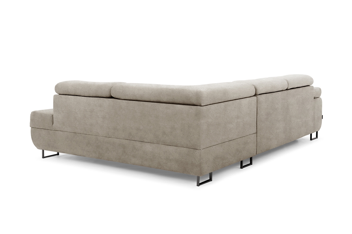 Rozkladacia rohová sedacia súprava Annabelle L pravá - béžový velúr Zetta 291 / čierne nožičky Rohová sedacia súprava do obývacej izby Annabelle L pravá strana - béžový zamat hydrofobowy Zetta 291 / nožičky čierny