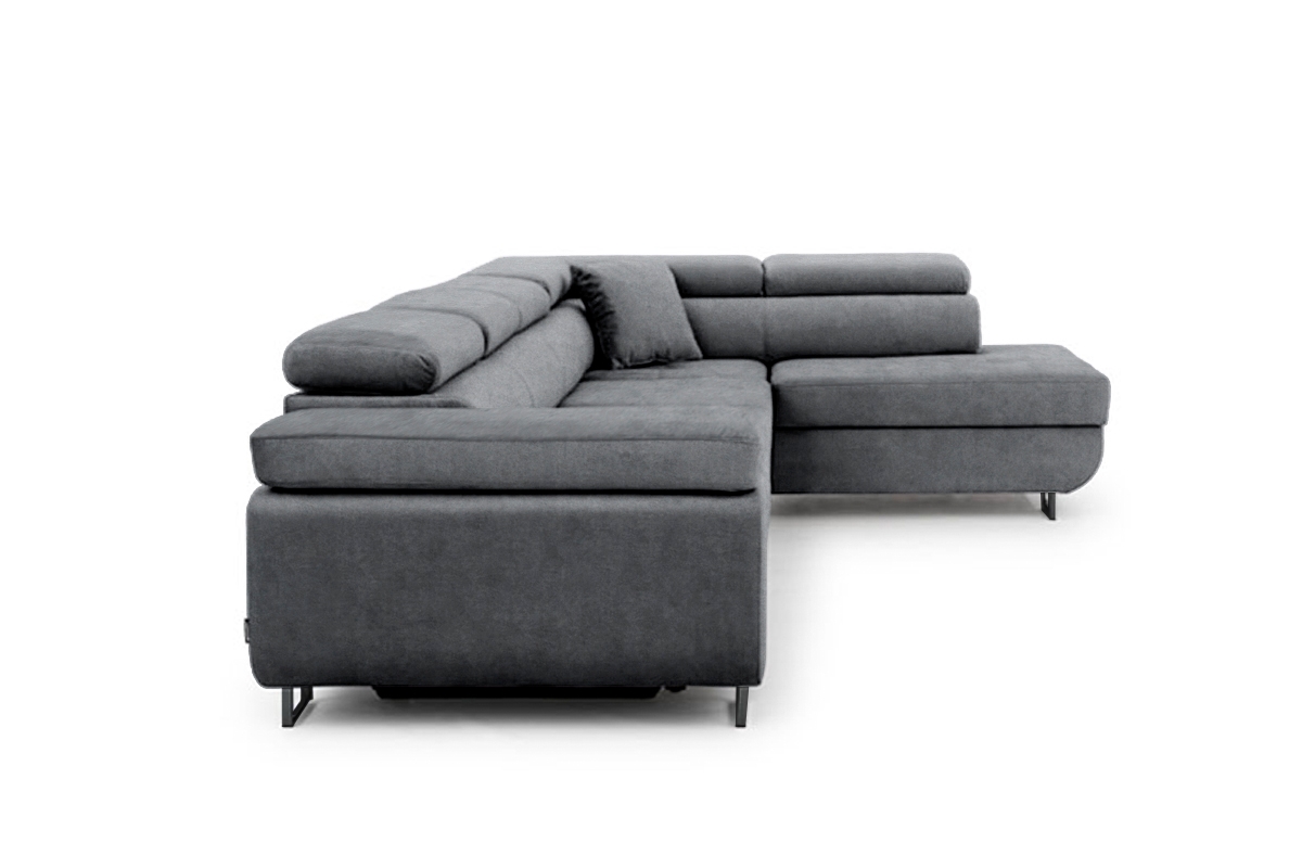 Rozkladacia rohová sedacia súprava Annabelle Maxi pravá - grafitový ľahkočistiaci zamat Zetta 304 / čierne nožičky Rohová sedacia súprava do obývacej izby Annabelle Maxi Ľavá strana - Grafitový zamat ľahkočistiaci Zetta 304 / nožičky čierny