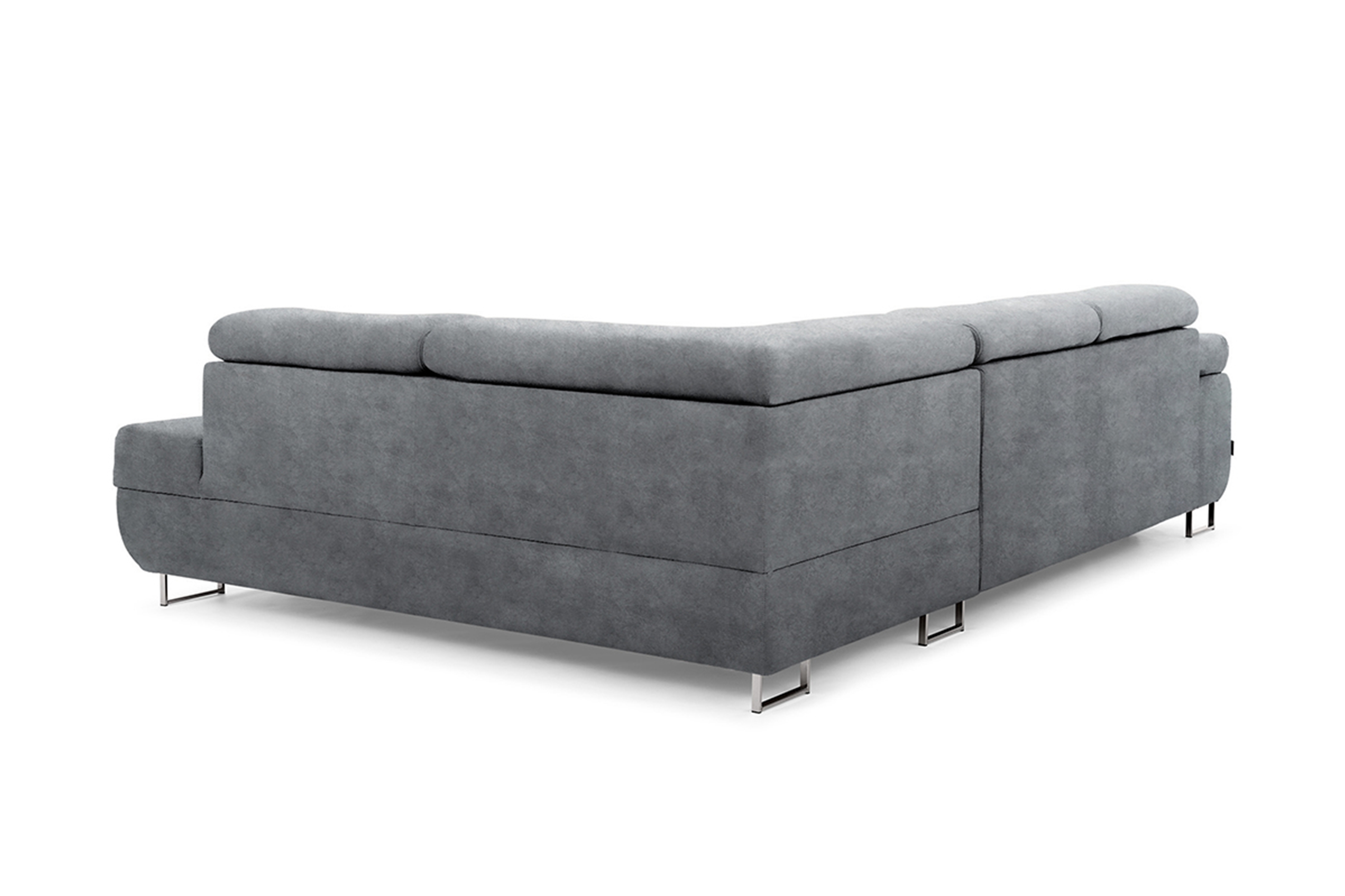 Rozkládací rohová sedací souprava Annabelle L pravá - grafitová Zetta 304 / chromované nožky Rohová sedací souprava do obývacího pokoje Annabelle pravá - grafitová samet hydrofobní  Zetta 304