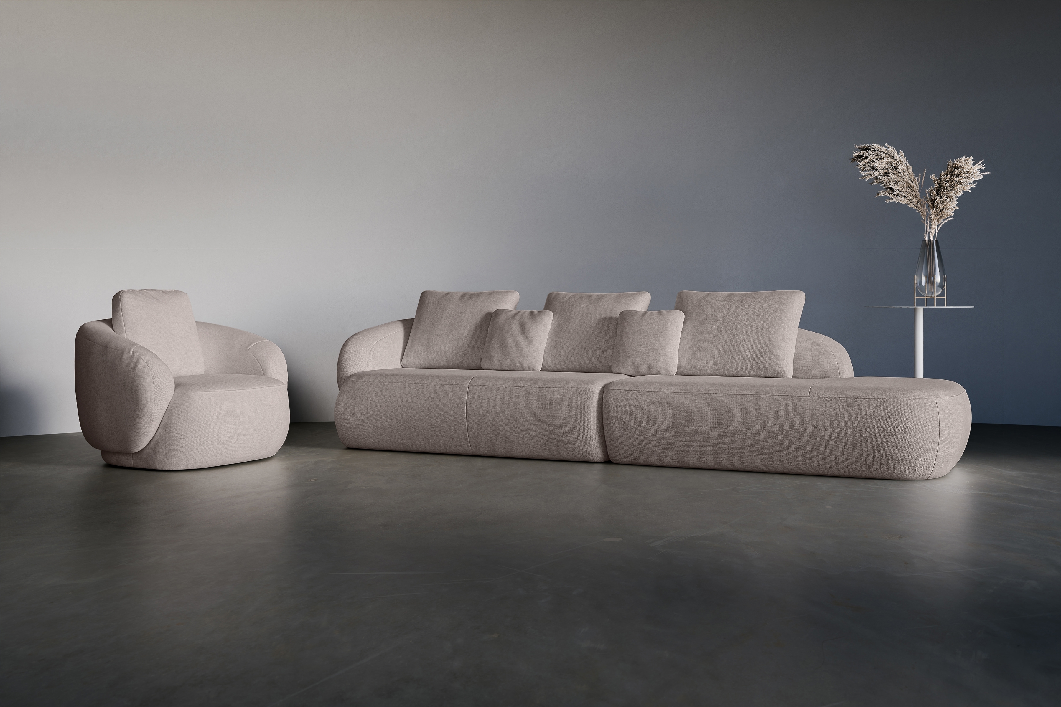 Rohová sedacia súprava Finezal OTOP+2L - béžová žinylka Tender Way 04  Rohová sedacia súprava do obývacej izby Finezal OTOP+2L - béžový šenil Tender Way 04 