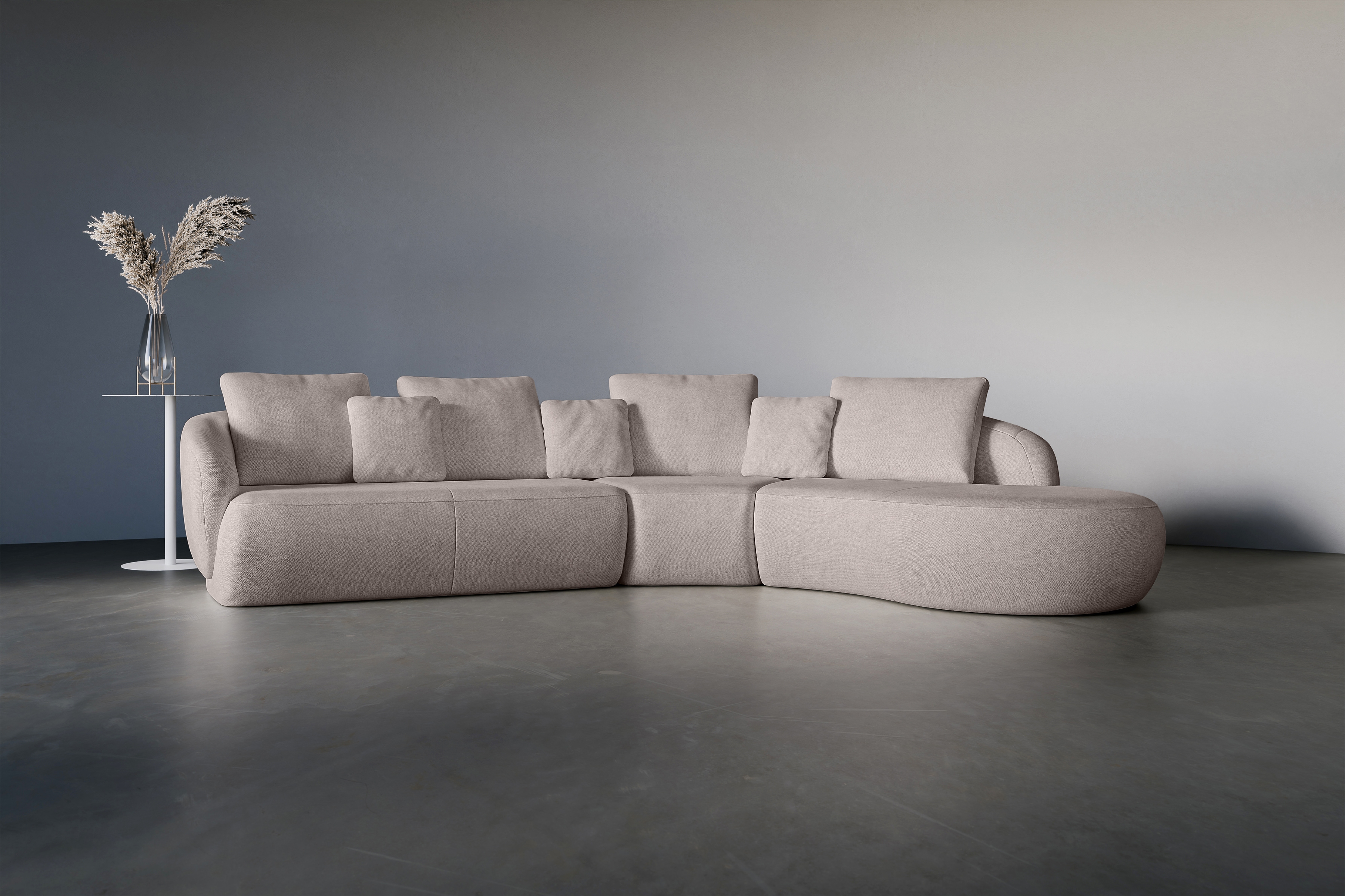 Rohová sedací souprava Finezal pravá - béžový šenil Tender Way 04 Rohová sedací souprava do obývacího pokoje Finezal 2L+C+OTP pravá - béžová šenil Tender Way 04