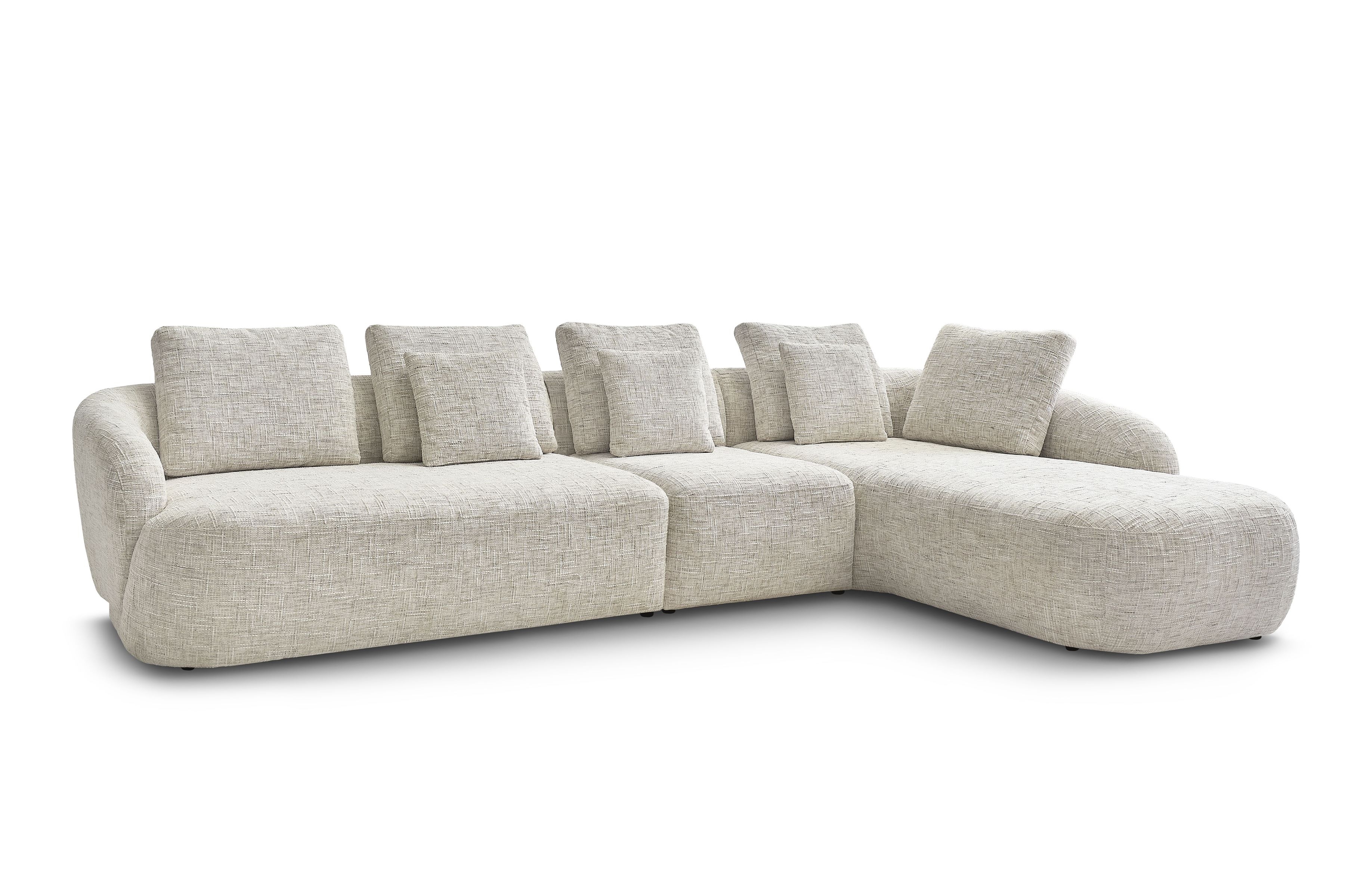 Rohová sedací souprava Finezal 2L+S+OTZP - béžová tkanina Tracy 211-04 Rohová sedací souprava pro obývacího pokoje Finezal 2L+S+OTZP - béžová plecionka Tracy 211-04