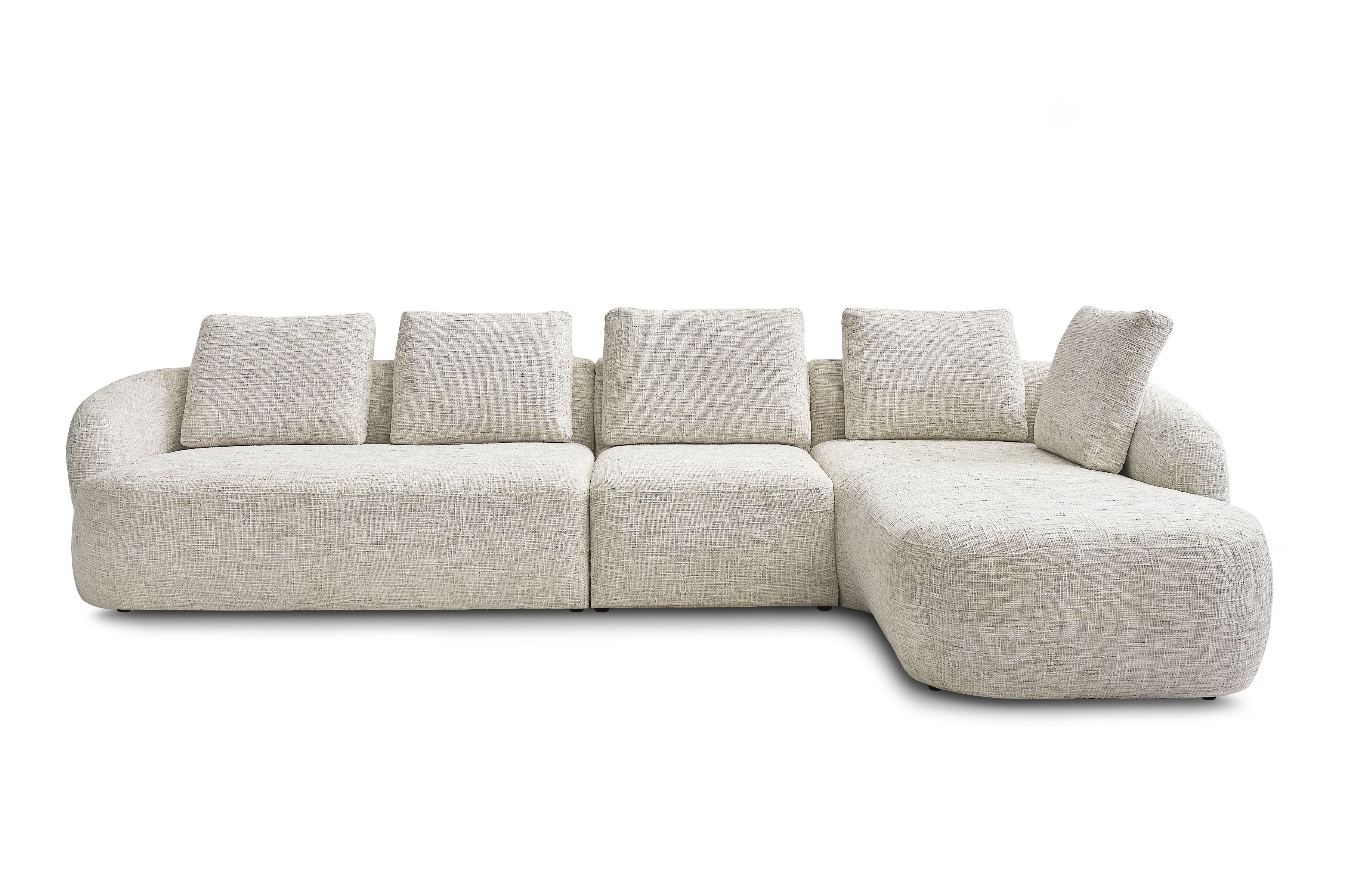 Rohová sedací souprava Finezal 2L+S+OTZP - béžová tkanina Tracy 211-04 Rohová sedací souprava pro obývacího pokoje Finezal 2L+S+OTZP - béžová plecionka Tracy 211-04