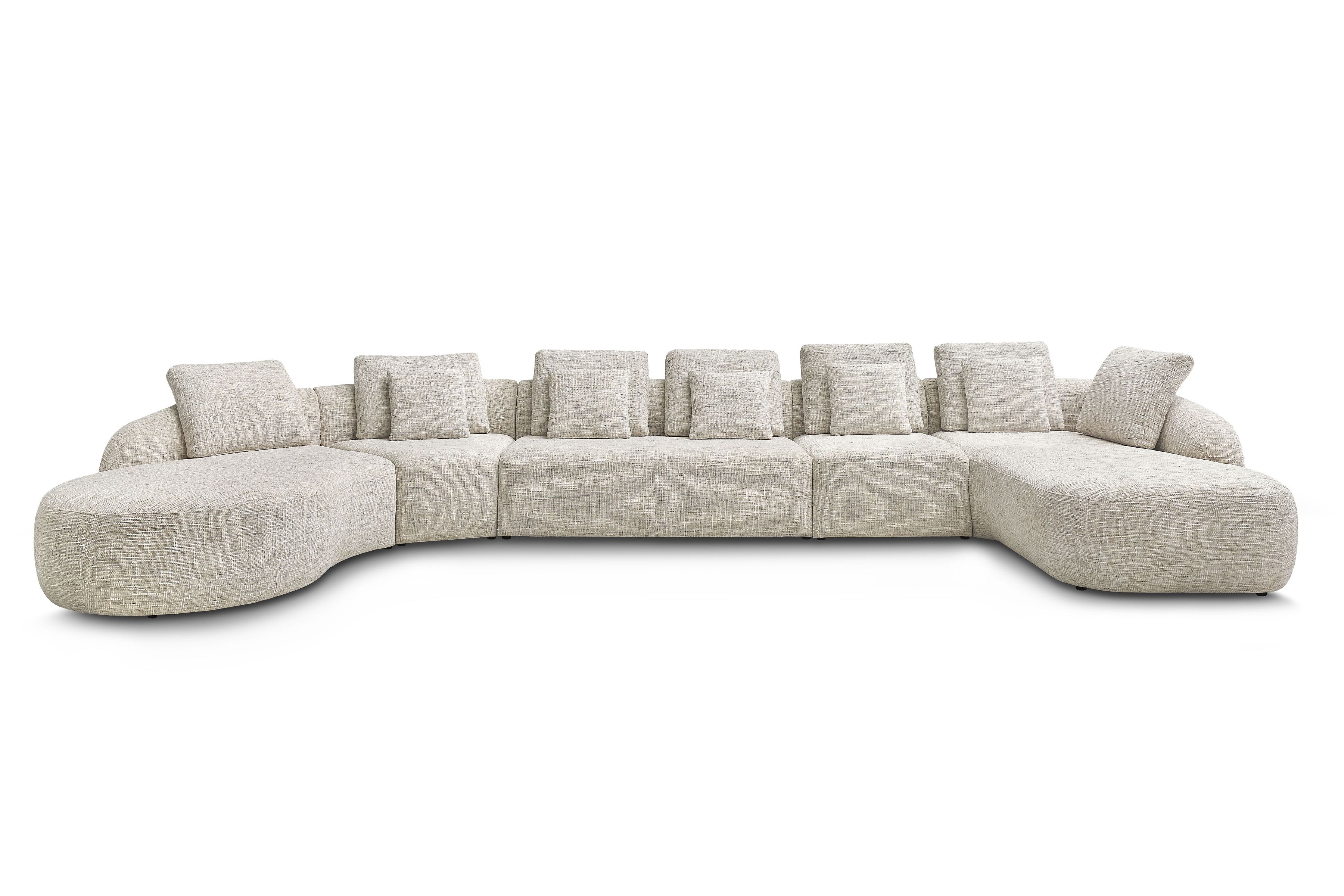 Rohová sedací souprava Finezal OTL+C+2S+S+OTZP - béžová tkanina Tracy 211-04 Rohová sedací souprava pro obývacího pokoje Finezal OTL+C+2S+S+OTZP - béžová plecionka Tracy 211.04