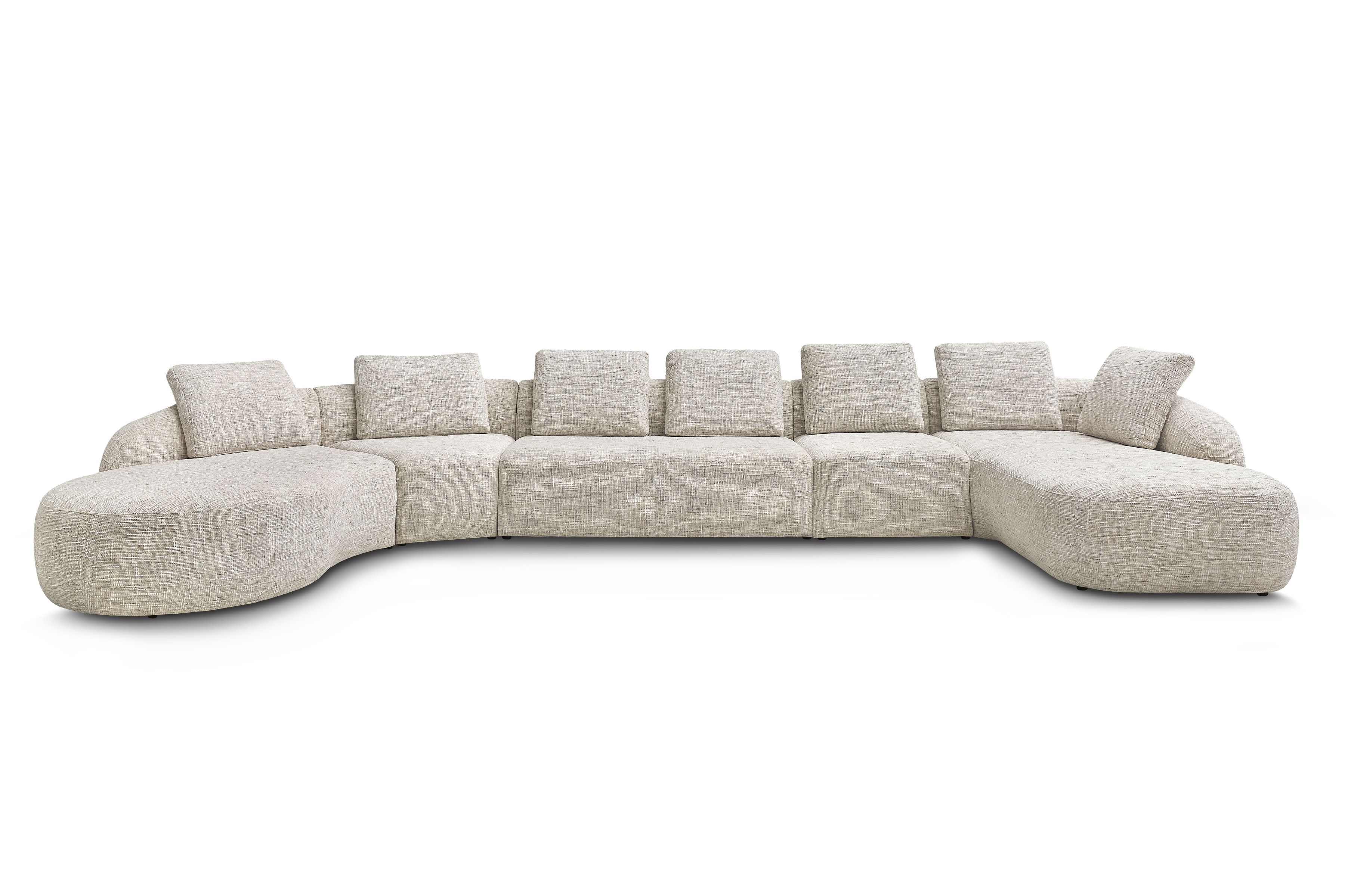 Rohová sedací souprava Finezal OTL+C+2S+S+OTZP - béžová tkanina Tracy 211-04 Rohová sedací souprava pro obývacího pokoje Finezal OTL+C+2S+S+OTZP - béžová plecionka Tracy 211.04