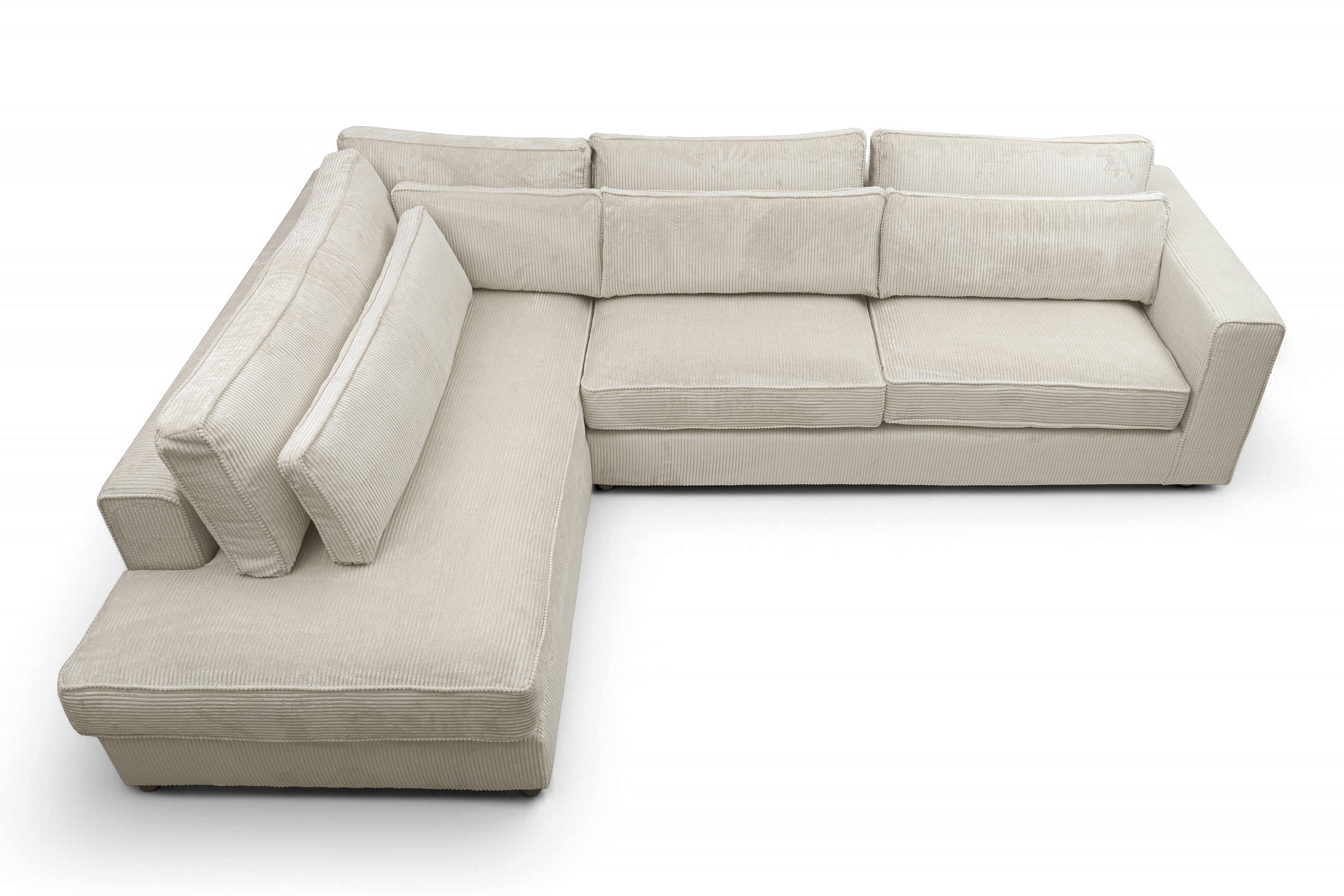 Rohová sedací souprava Larina levá - béžová Lincoln 03 Rohová sedací souprava pro obývacího pokoje Larina levá - béžová manšestr Lincoln 03