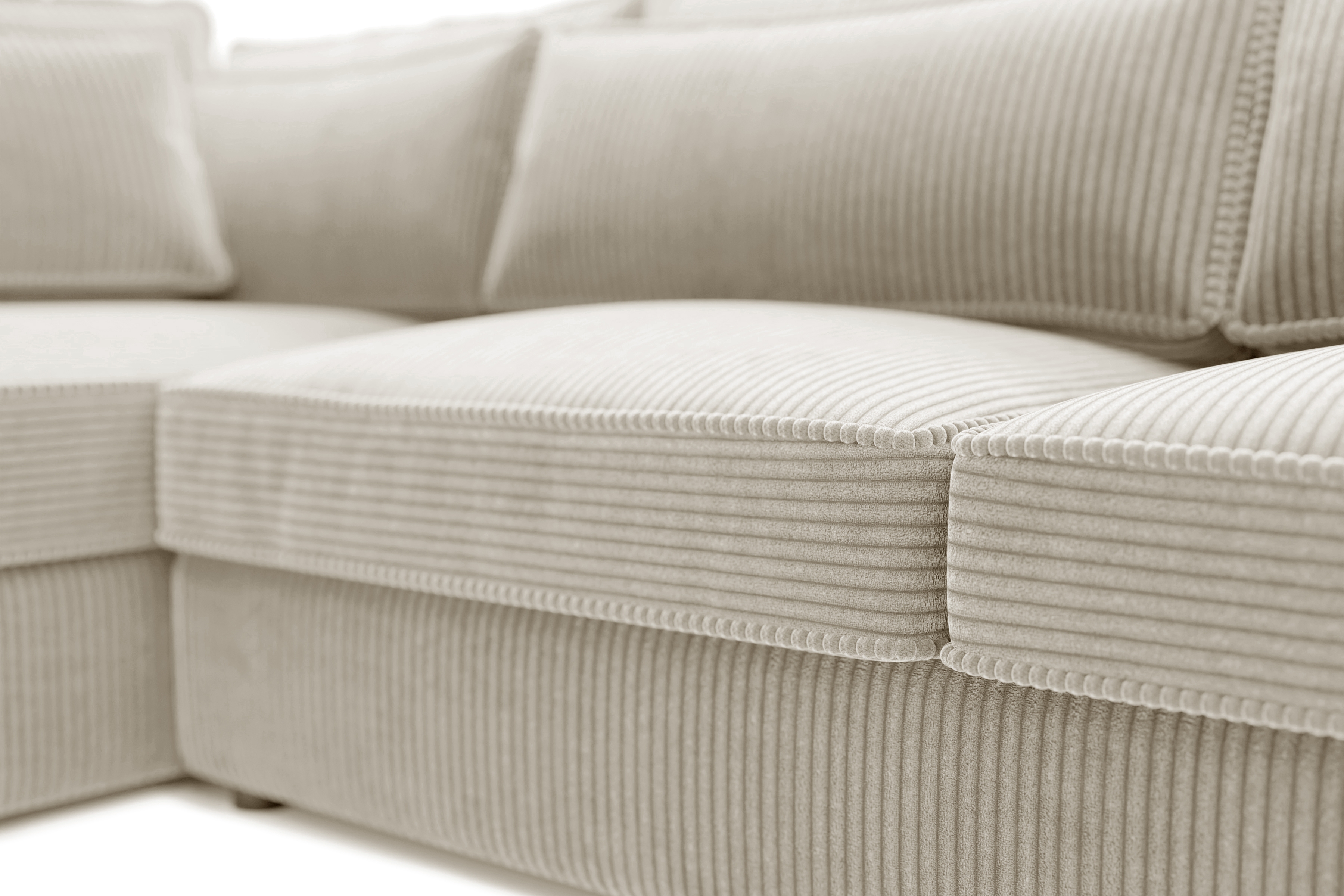 Rohová sedací souprava Larina levá - béžová Lincoln 03 Rohová sedací souprava pro obývacího pokoje Larina levá - béžová manšestr Lincoln 03