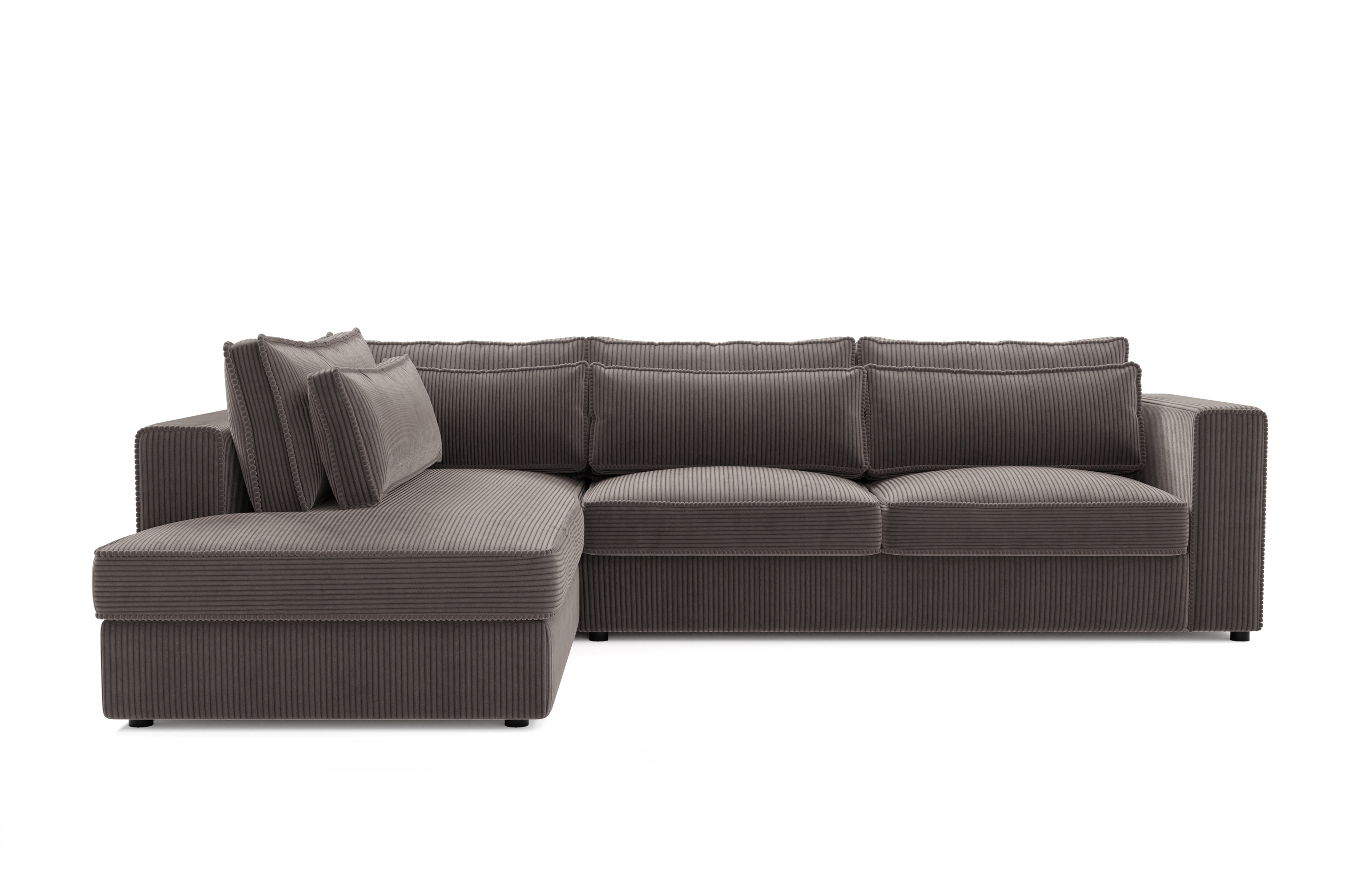 Rohová sedací souprava Larina levá - hnědá Lincoln 24 Rohová sedací souprava pro obývacího pokoje Larina levá - hnědá manšestr Lincoln 24