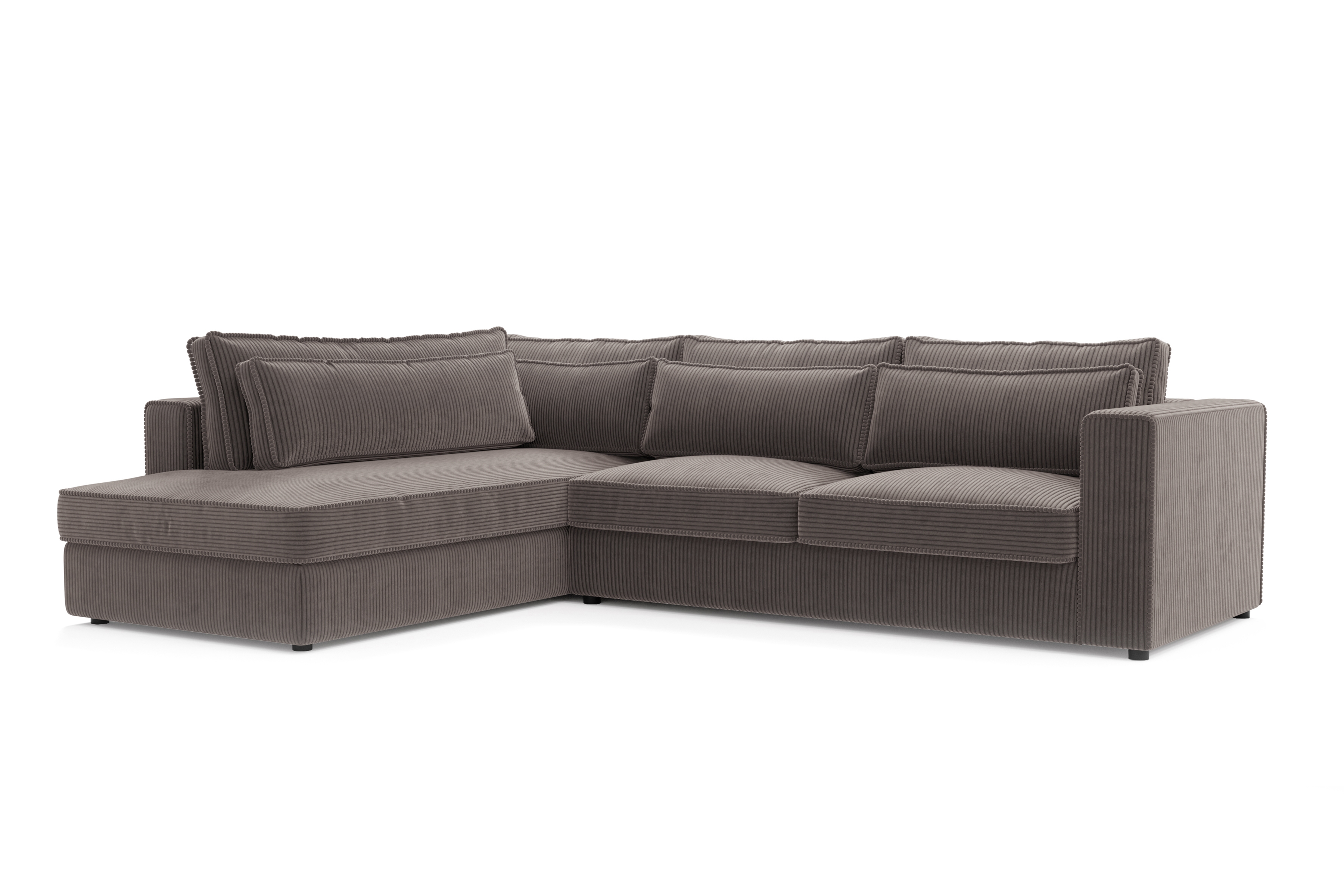 Rohová sedací souprava Larina levá - hnědá Lincoln 24 Rohová sedací souprava pro obývacího pokoje Larina levá - hnědá manšestr Lincoln 24