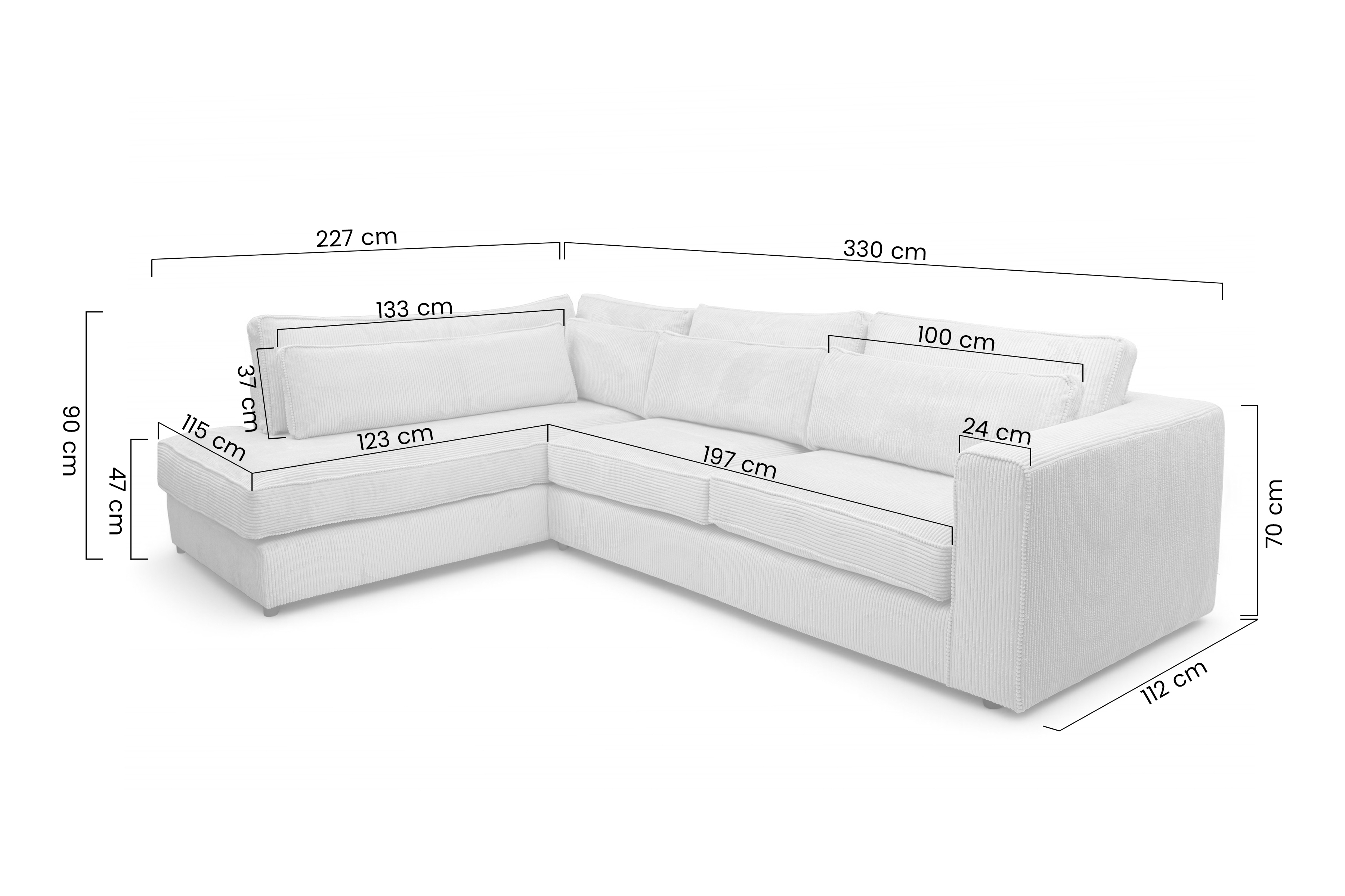 Rohová sedací souprava Larina levá - hnědá Lincoln 24 Rohová sedací souprava pro obývacího pokoje Larina levá - hnědá manšestr Lincoln 24