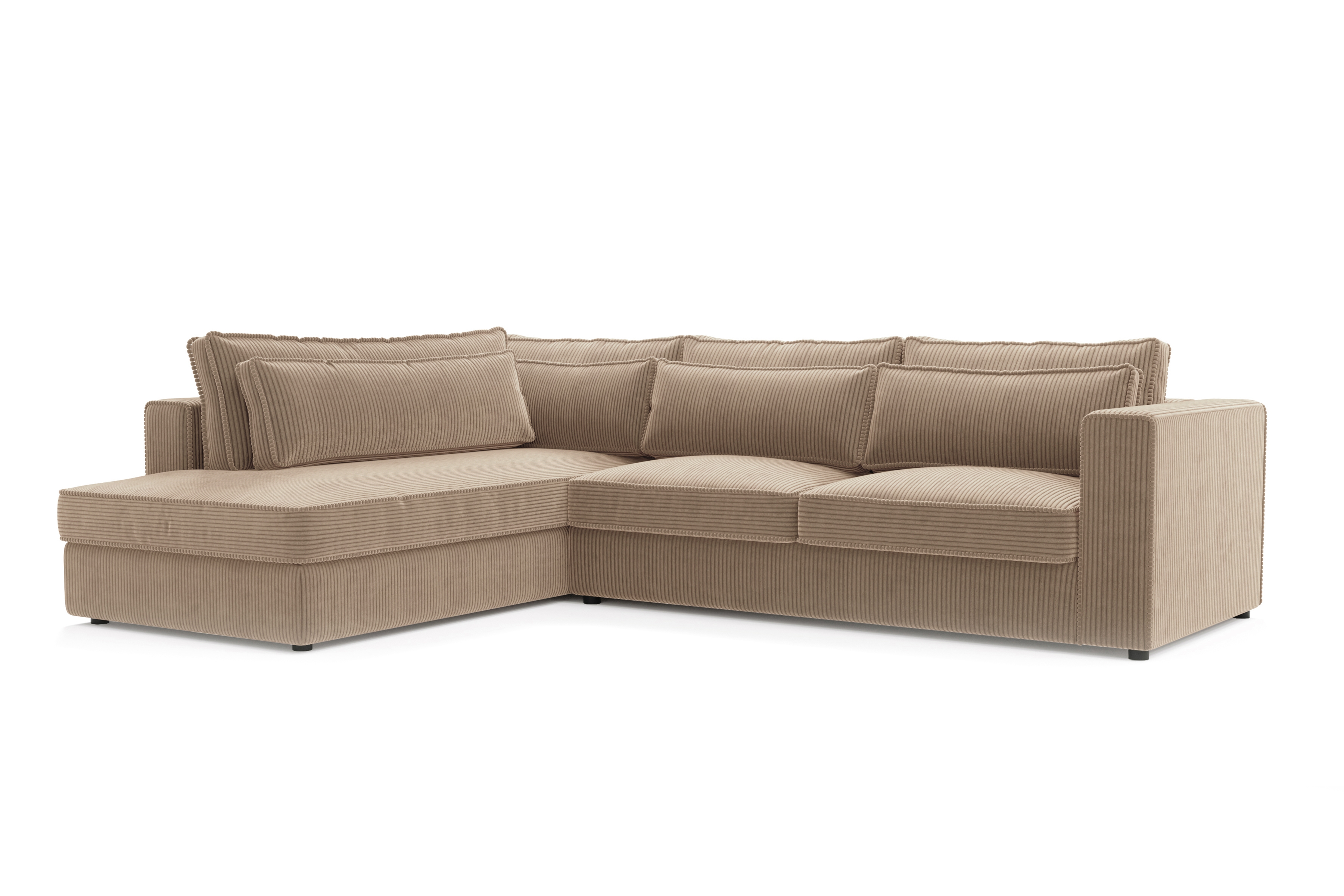 Rohová sedací souprava Larina levá - světle hnědá Lincoln 17 Rohová sedací souprava pro obývacího pokoje Larina levá - jasnobrazowy manšestr Lincoln 17