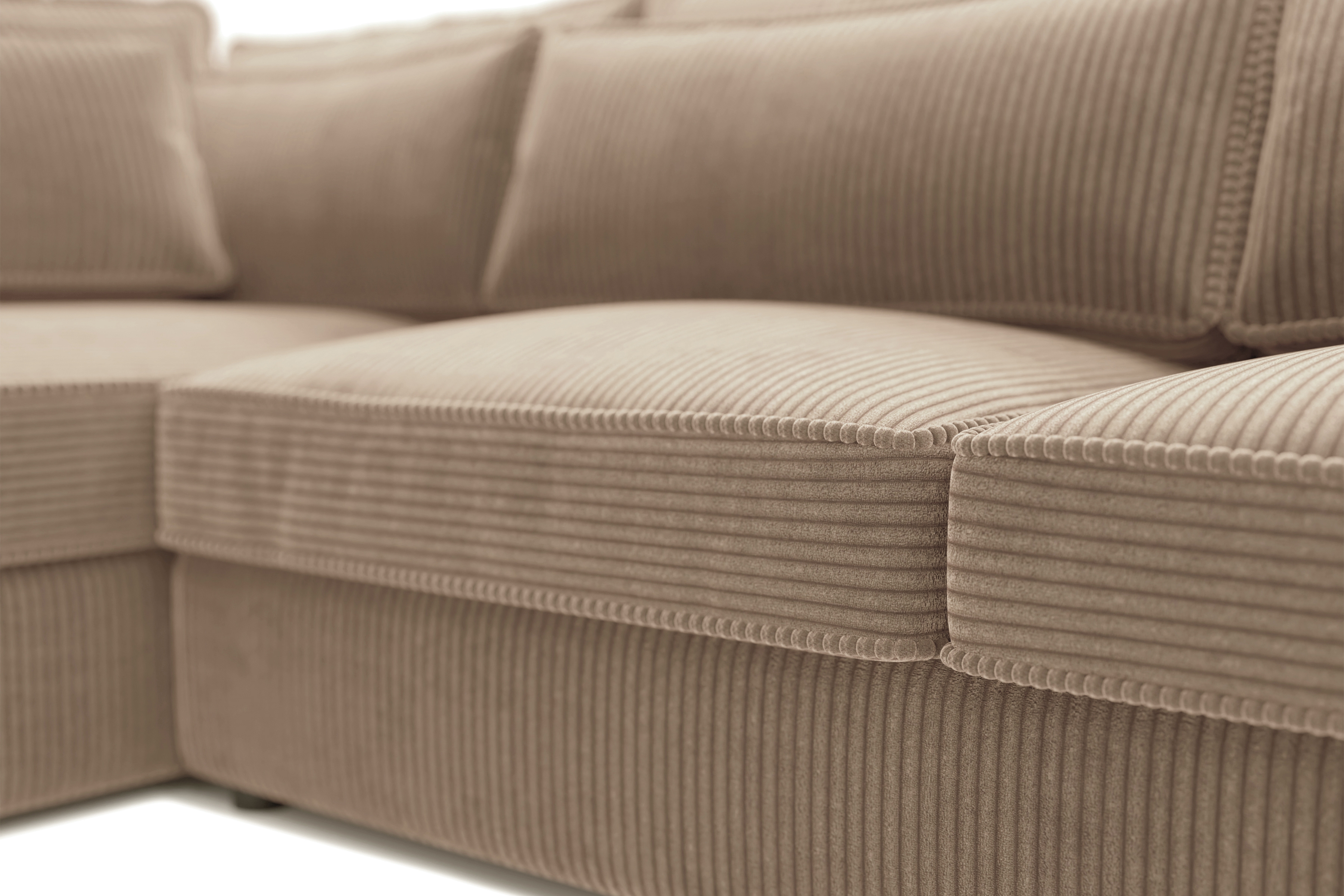 Rohová sedací souprava Larina levá - světle hnědá Lincoln 17 Rohová sedací souprava pro obývacího pokoje Larina levá - jasnobrazowy manšestr Lincoln 17