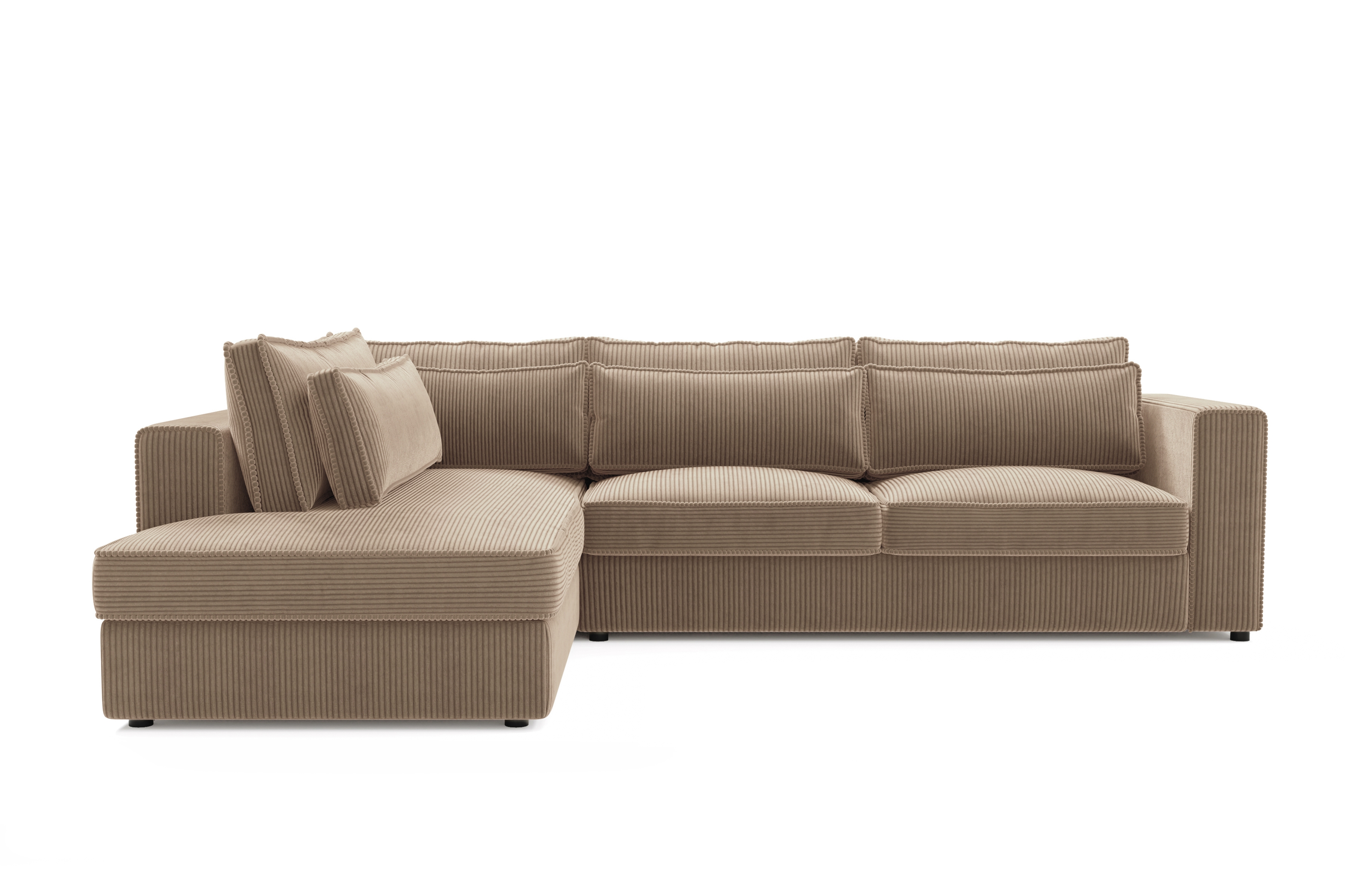 Rohová sedací souprava Larina levá - světle hnědá Lincoln 17 Rohová sedací souprava pro obývacího pokoje Larina levá - jasnobrazowy manšestr Lincoln 17