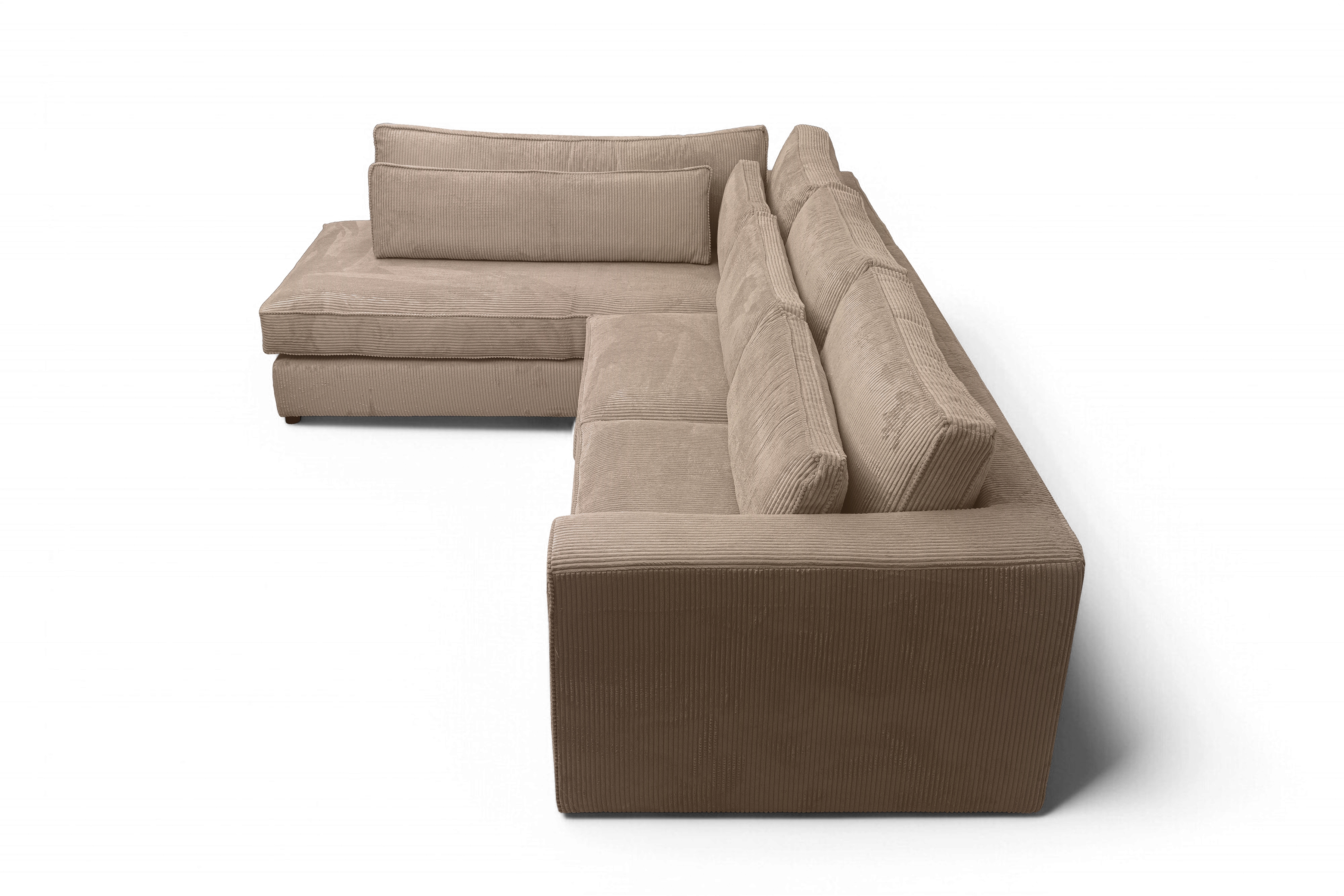 Rohová sedací souprava Larina levá - světle hnědá Lincoln 17 Rohová sedací souprava pro obývacího pokoje Larina levá - jasnobrazowy manšestr Lincoln 17