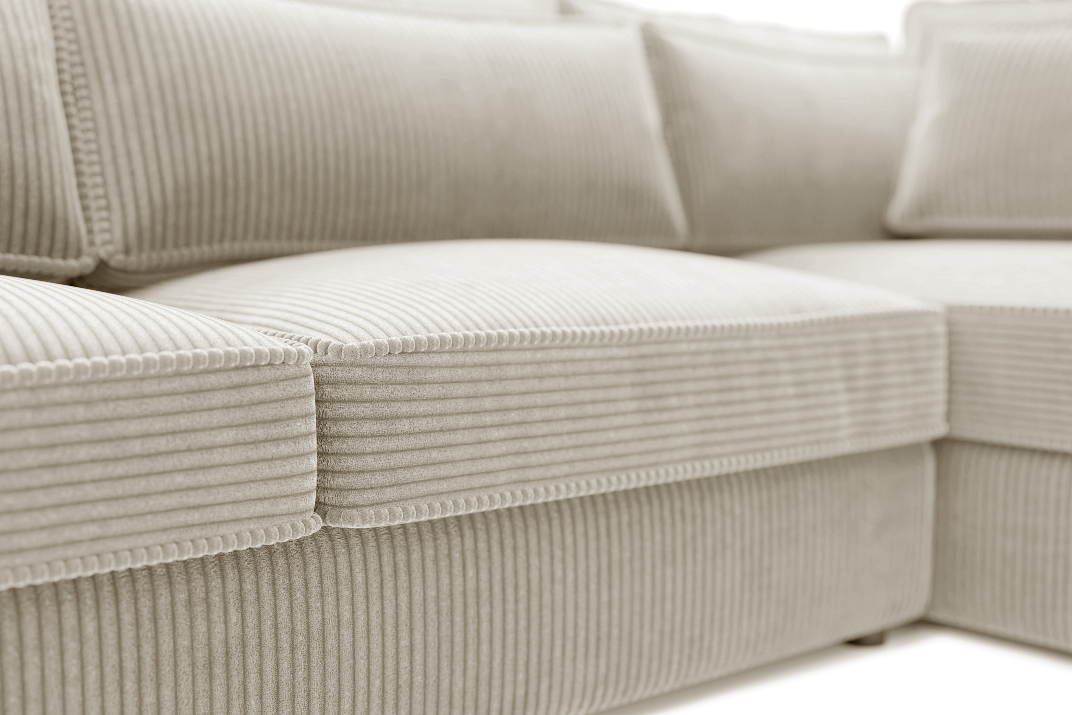 Rohová sedací souprava Larina pravá - béžová Lincoln 03 Rohová sedací souprava pro obývacího pokoje Larina pravá - béžová manšestr Lincoln 03