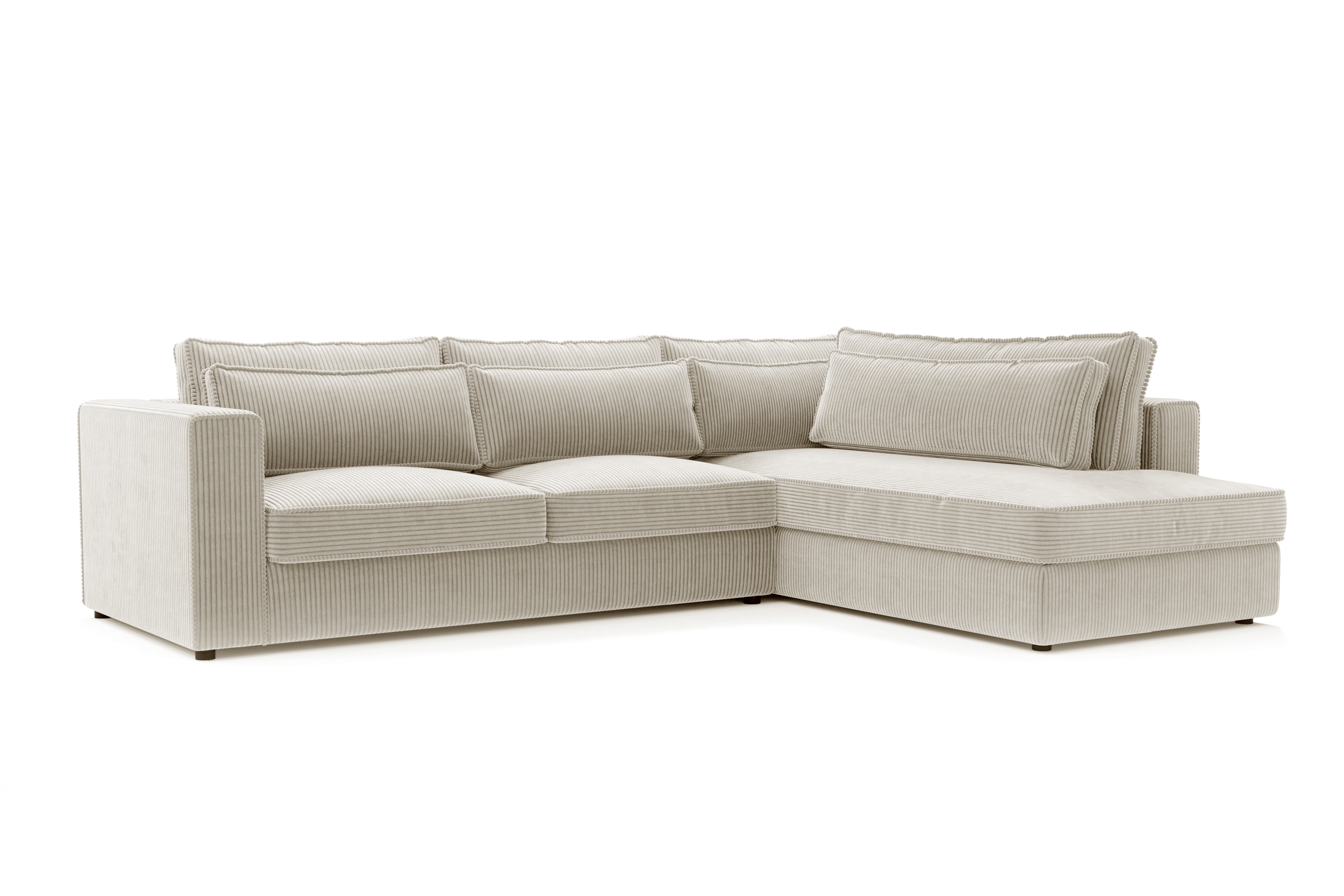 Rohová sedací souprava Larina pravá - béžová Lincoln 03 Rohová sedací souprava pro obývacího pokoje Larina pravá - béžová manšestr Lincoln 03