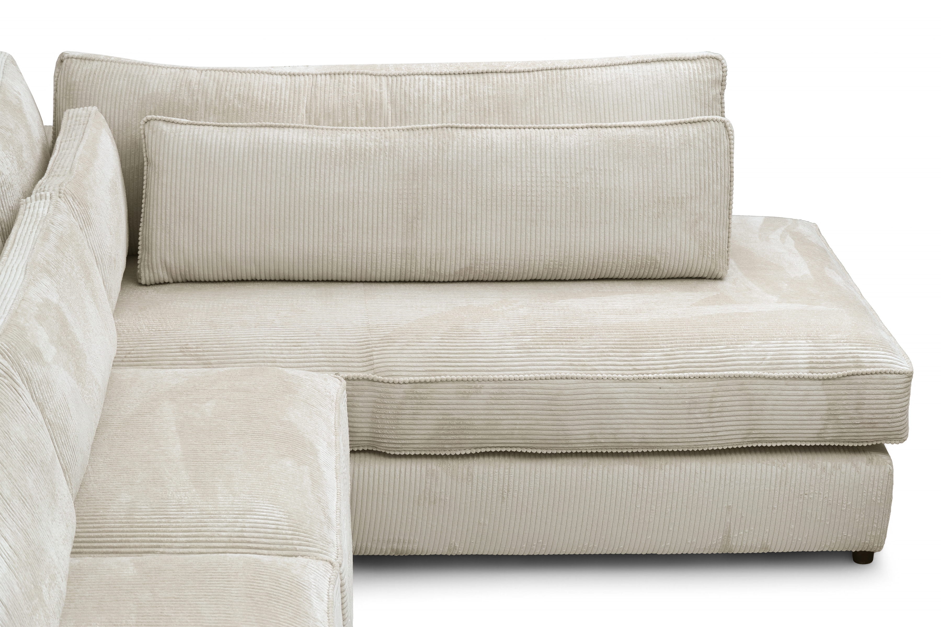 Rohová sedací souprava Larina pravá - béžová Lincoln 03 Rohová sedací souprava pro obývacího pokoje Larina pravá - béžová manšestr Lincoln 03