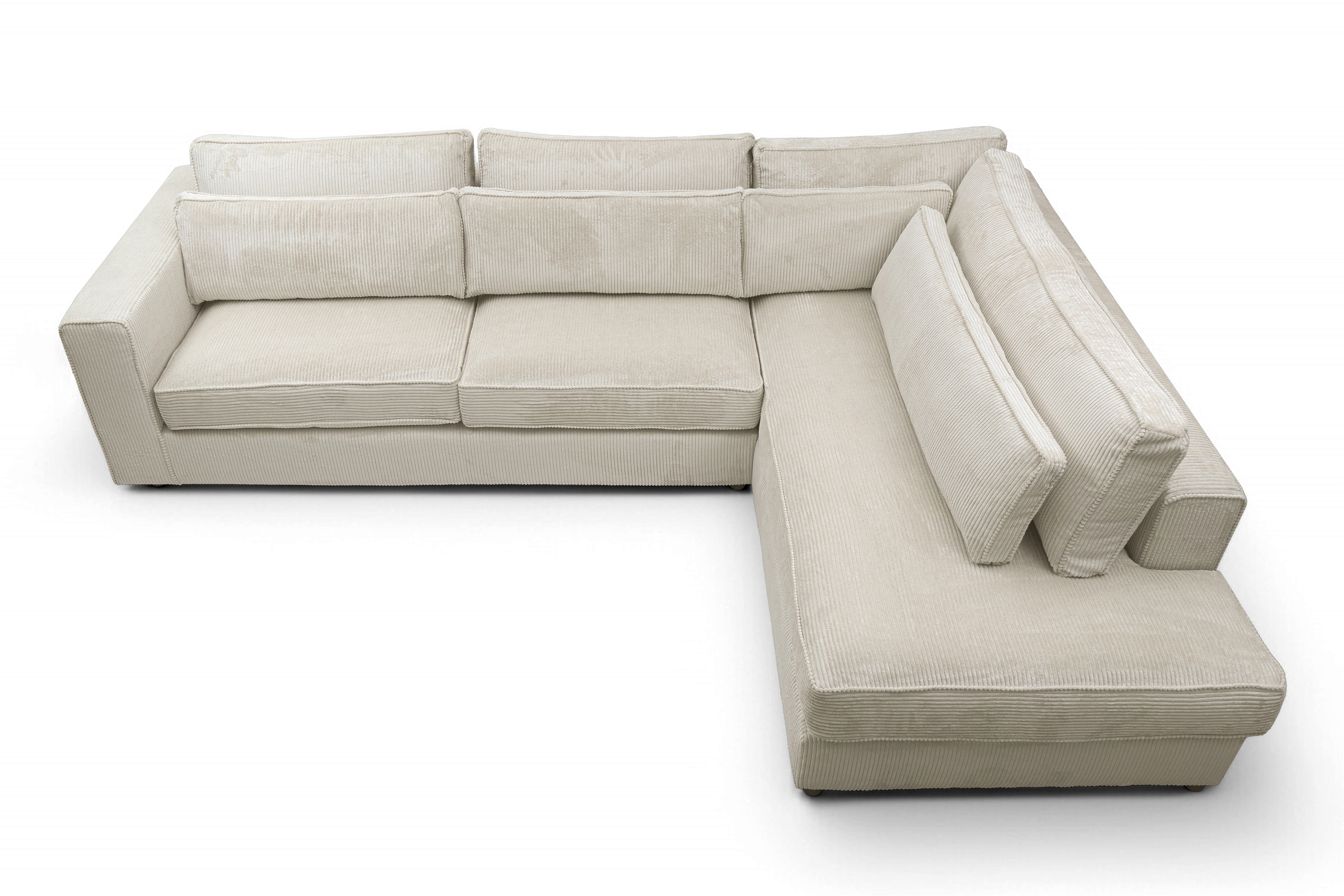 Rohová sedací souprava Larina pravá - béžová Lincoln 03 Rohová sedací souprava pro obývacího pokoje Larina pravá - béžová manšestr Lincoln 03