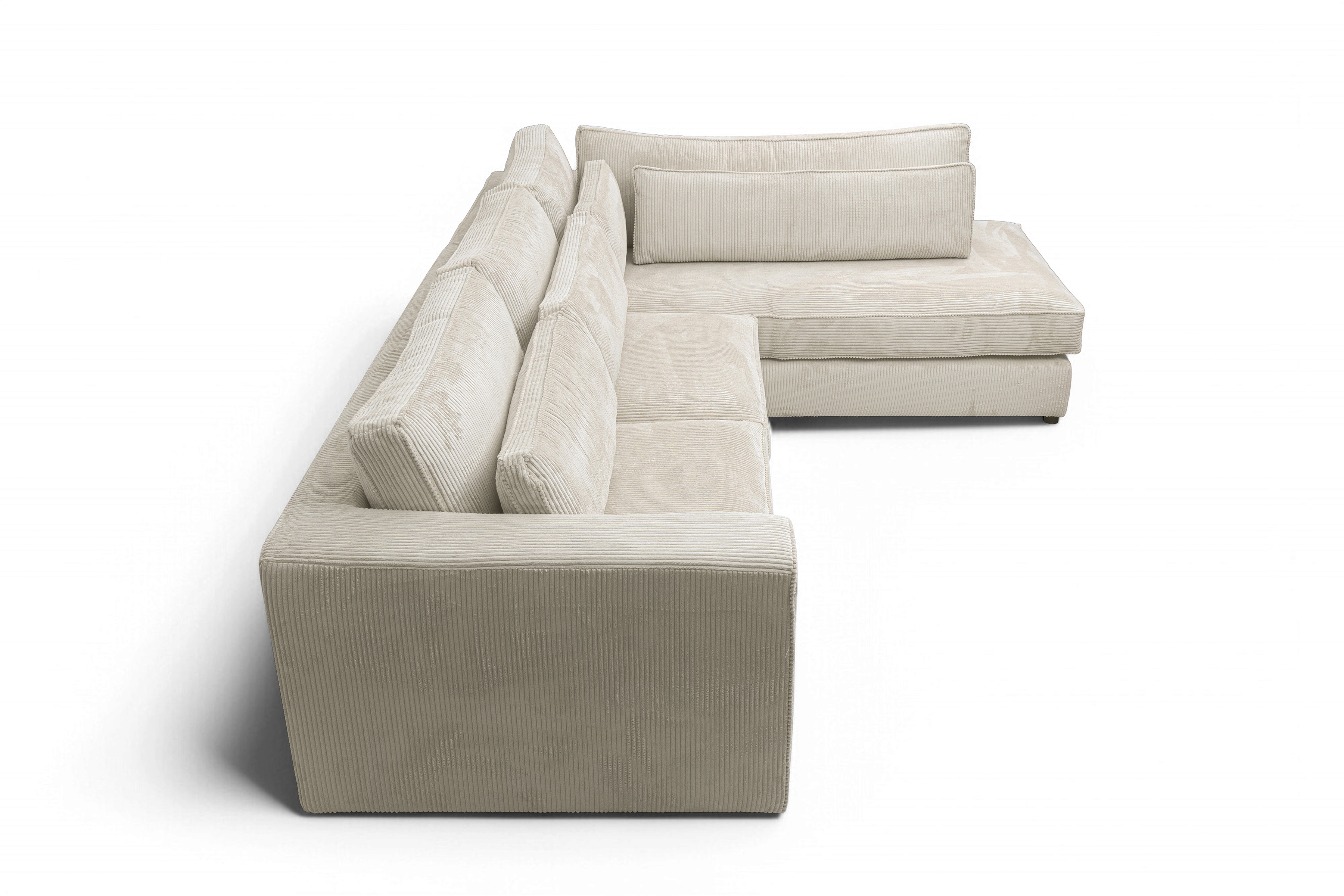 Rohová sedací souprava Larina pravá - béžová Lincoln 03 Rohová sedací souprava pro obývacího pokoje Larina pravá - béžová manšestr Lincoln 03