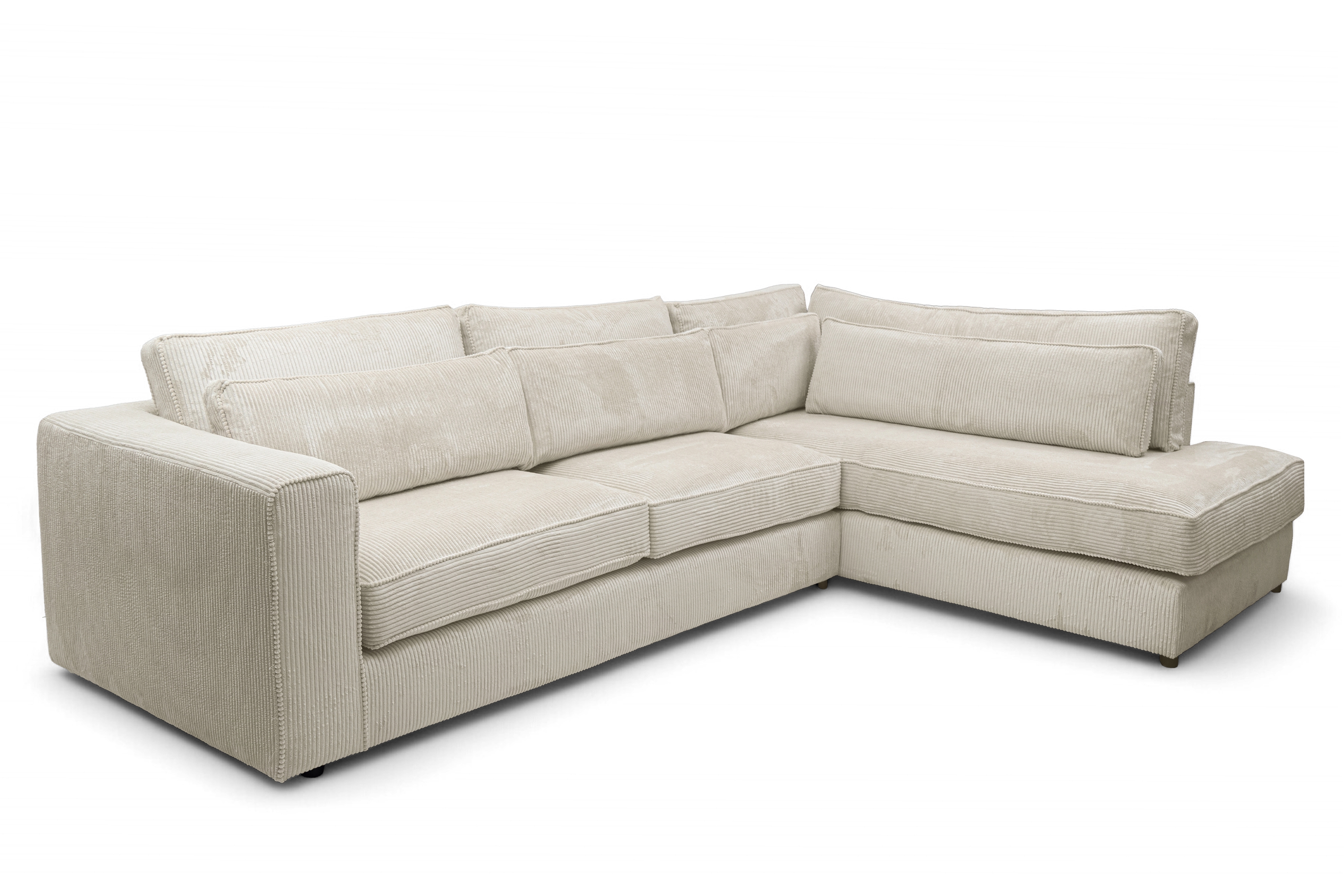 Rohová sedací souprava Larina pravá - béžová Lincoln 03 Rohová sedací souprava pro obývacího pokoje Larina pravá - béžová manšestr Lincoln 03