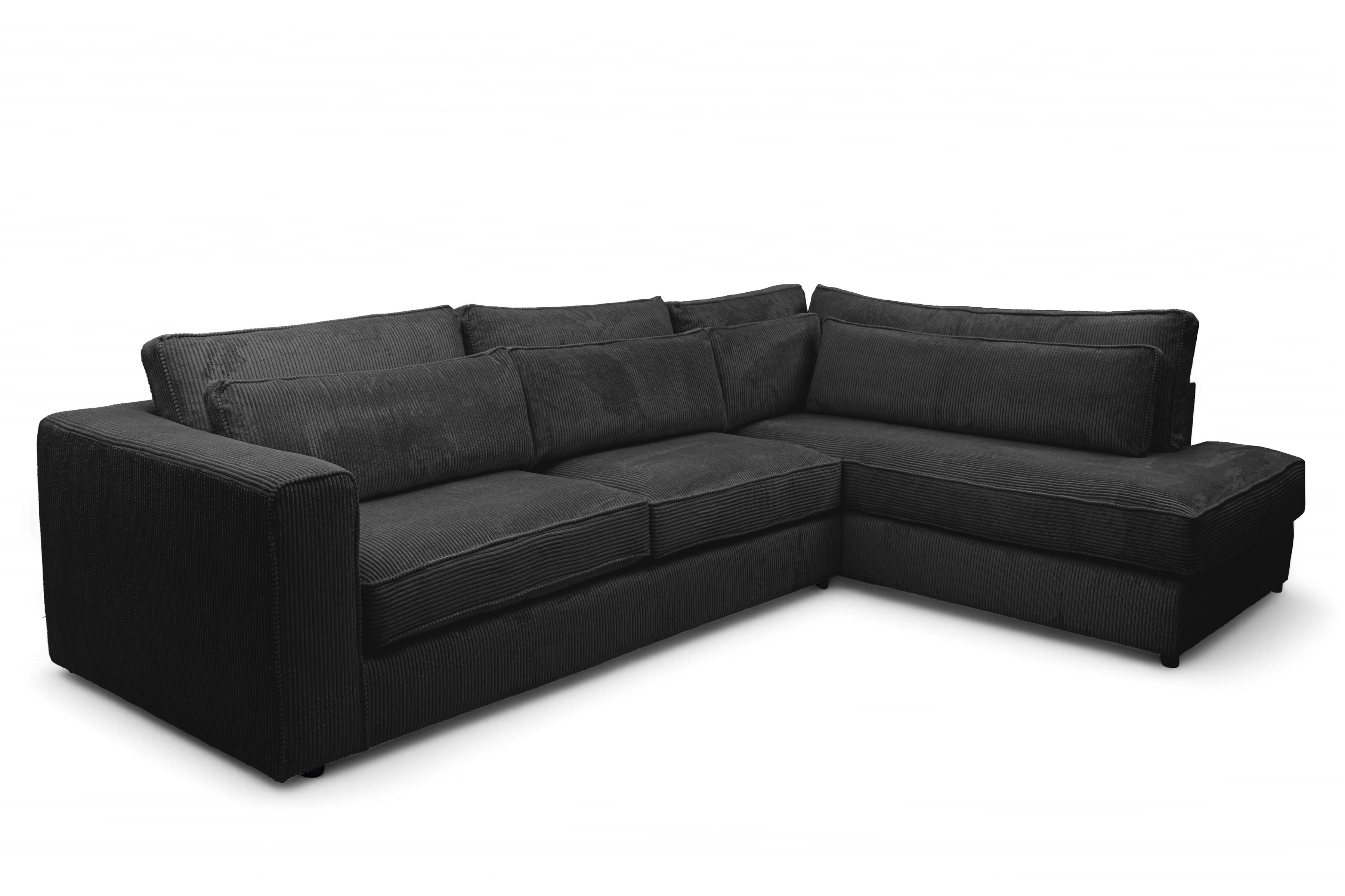 Rohová sedací souprava Larina pravá - černá Lincoln 100 Rohová sedací souprava pro obývacího pokoje Larina pravá - černá manšestr Lincoln 100