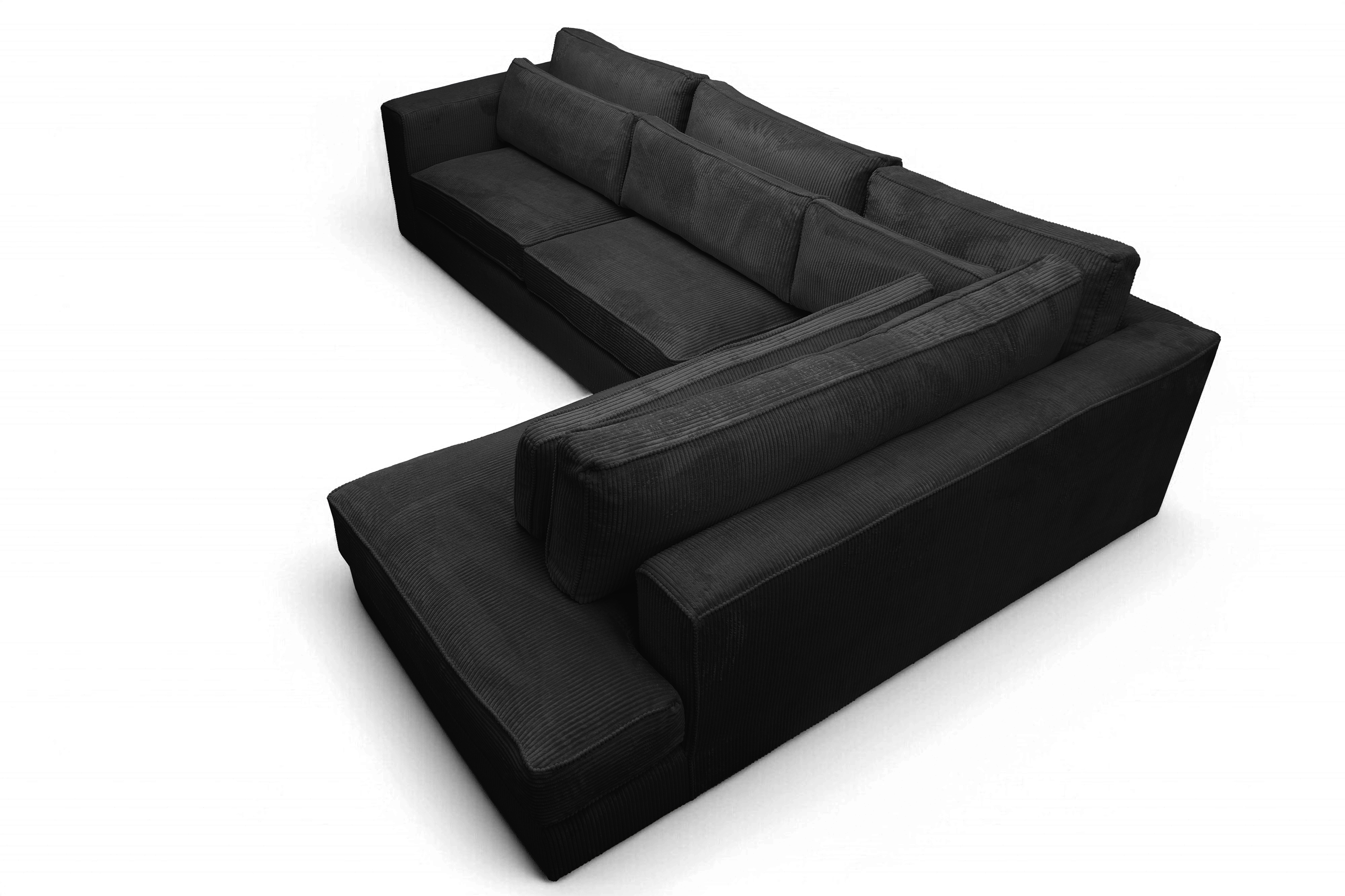 Rohová sedací souprava Larina pravá - černá Lincoln 100 Rohová sedací souprava pro obývacího pokoje Larina pravá - černá manšestr Lincoln 100