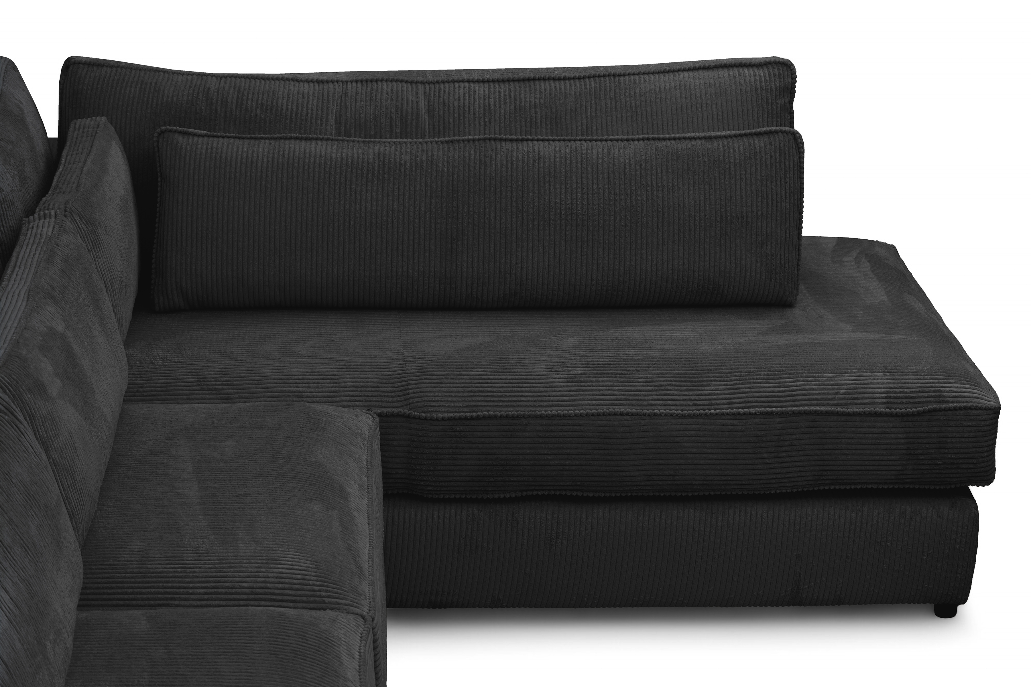 Rohová sedací souprava Larina pravá - černá Lincoln 100 Rohová sedací souprava pro obývacího pokoje Larina pravá - černá manšestr Lincoln 100