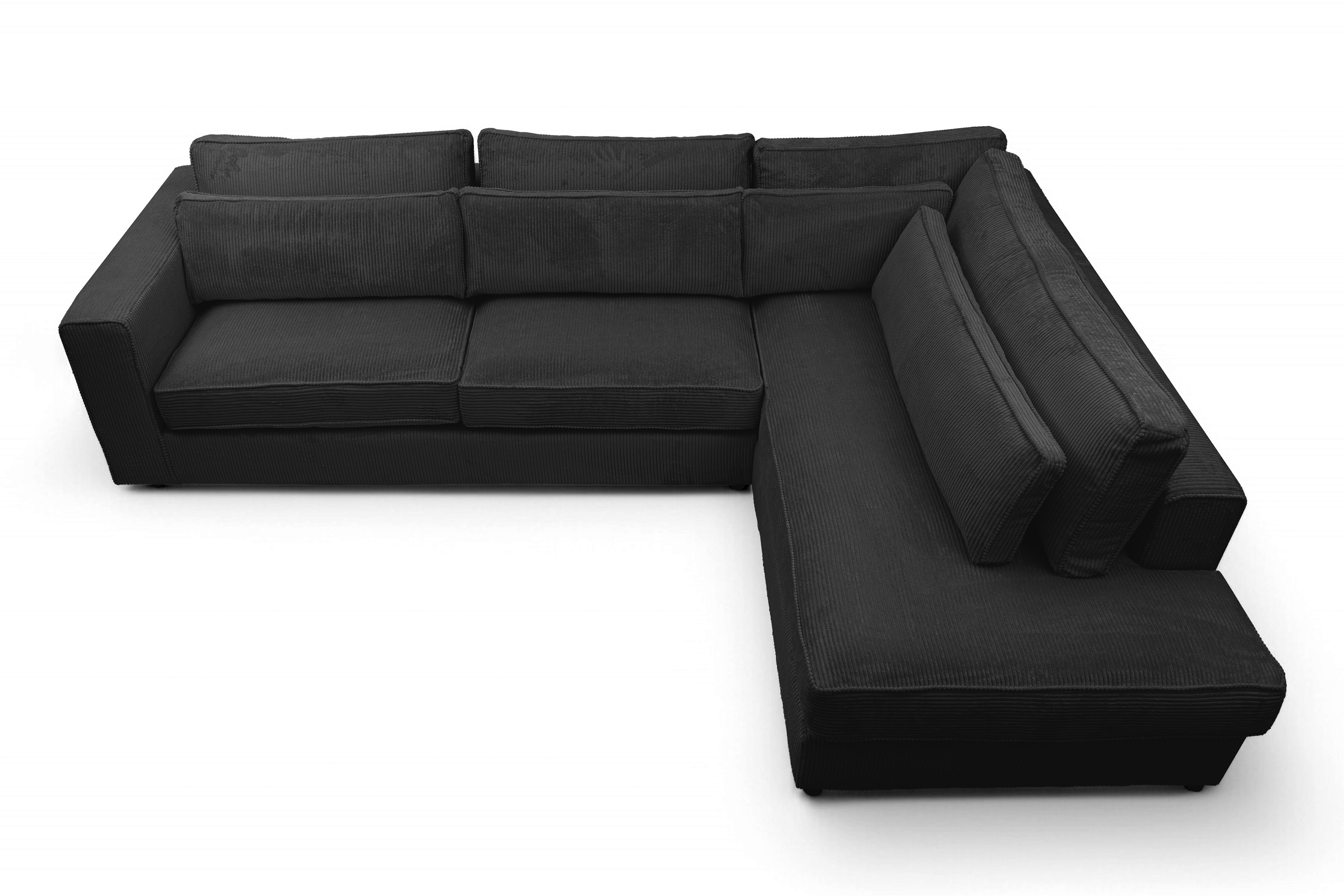 Rohová sedací souprava Larina pravá - černá Lincoln 100 Rohová sedací souprava pro obývacího pokoje Larina pravá - černá manšestr Lincoln 100