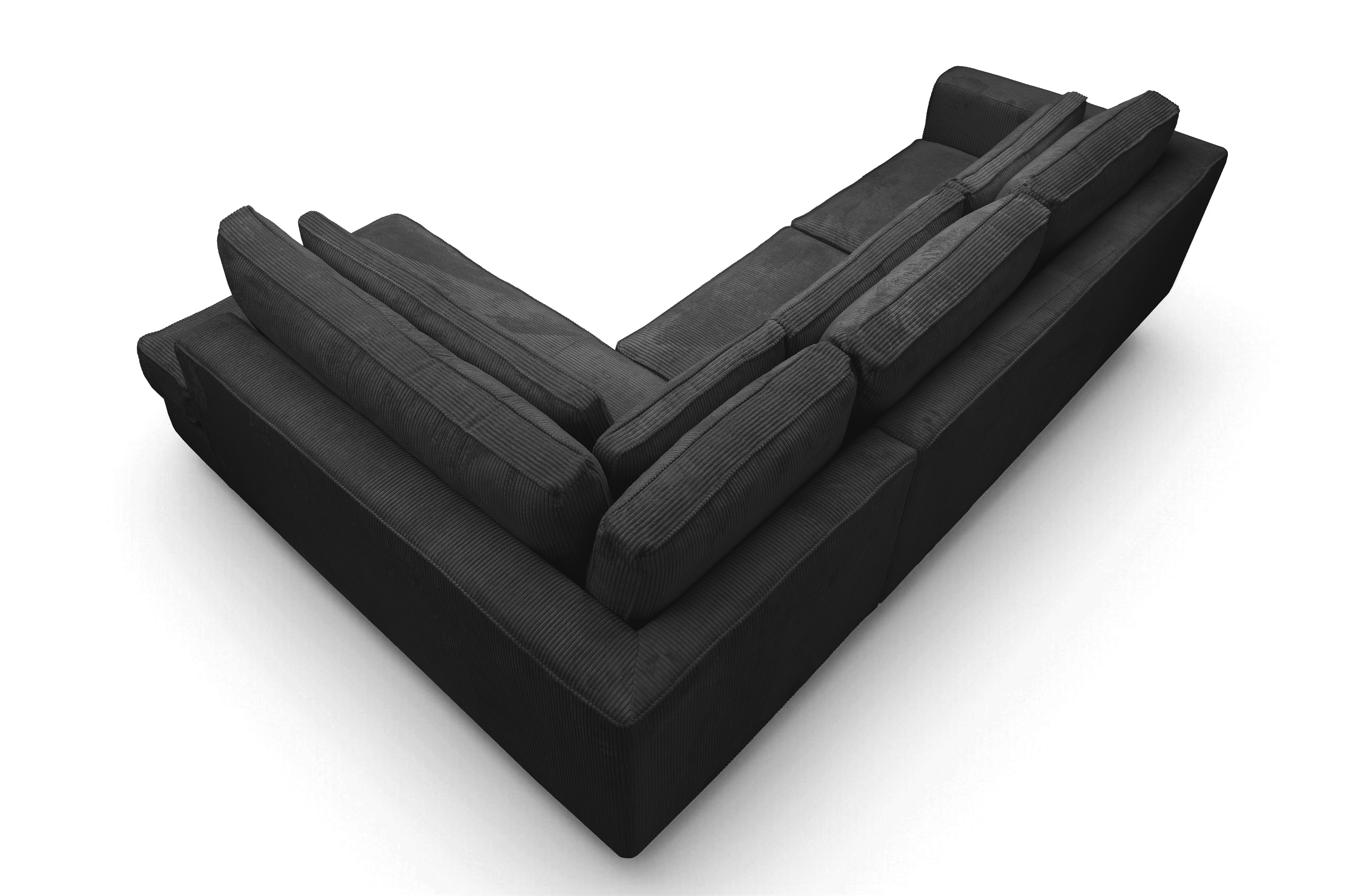 Rohová sedací souprava Larina pravá - černá Lincoln 100 Rohová sedací souprava pro obývacího pokoje Larina pravá - černá manšestr Lincoln 100