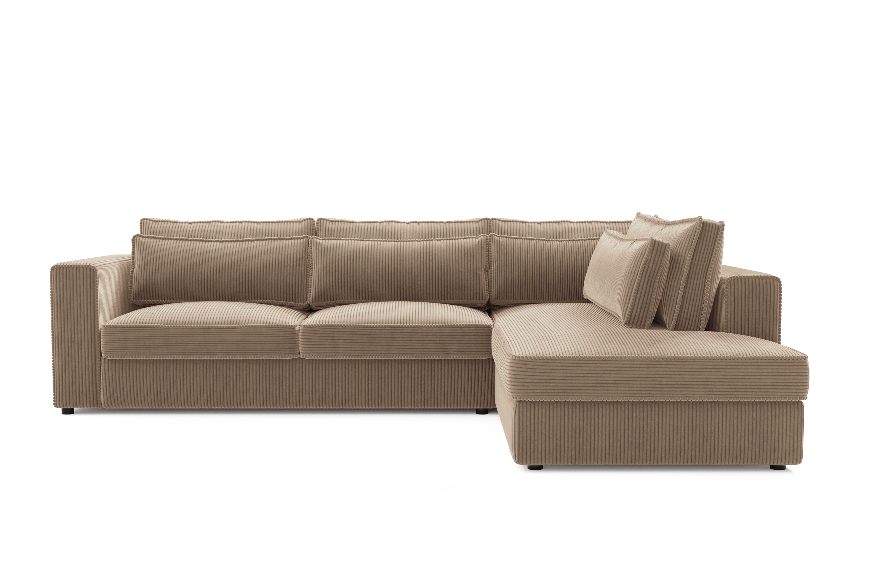 Rohová sedací souprava Larina pravá - světle hnědá Lincoln 17 Rohová sedací souprava pro obývacího pokoje Larina pravá - jasnobrazowy manšestr Lincoln 17