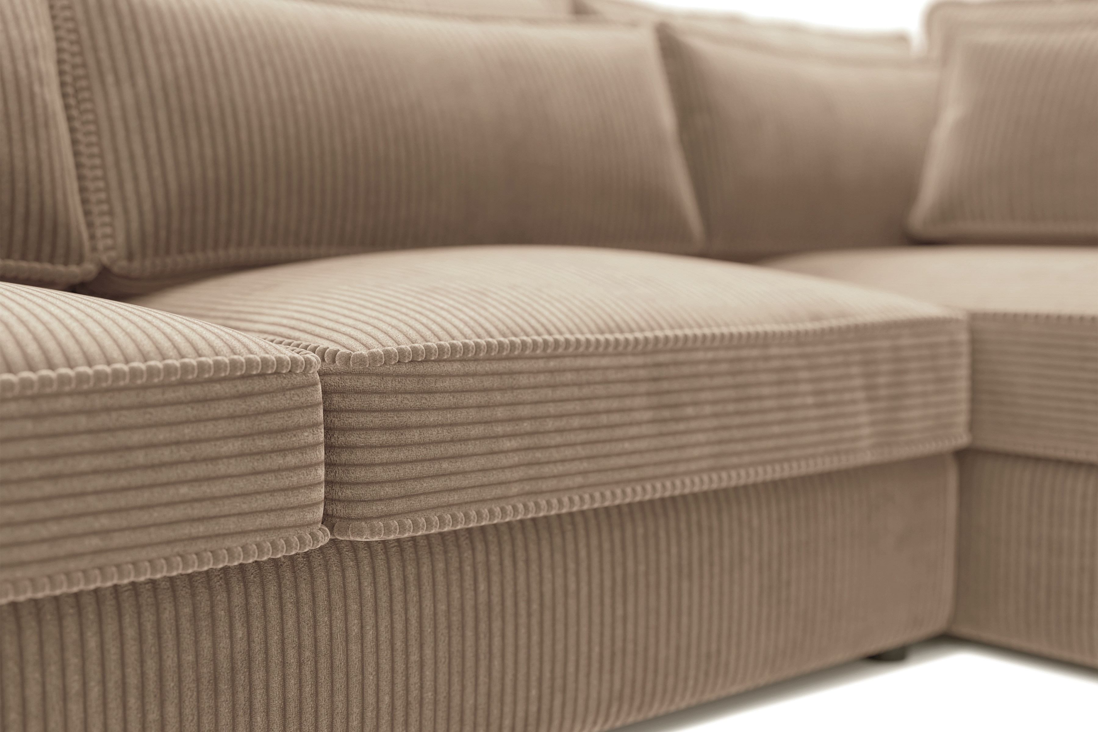 Rohová sedací souprava Larina pravá - světle hnědá Lincoln 17 Rohová sedací souprava pro obývacího pokoje Larina pravá - jasnobrazowy manšestr Lincoln 17