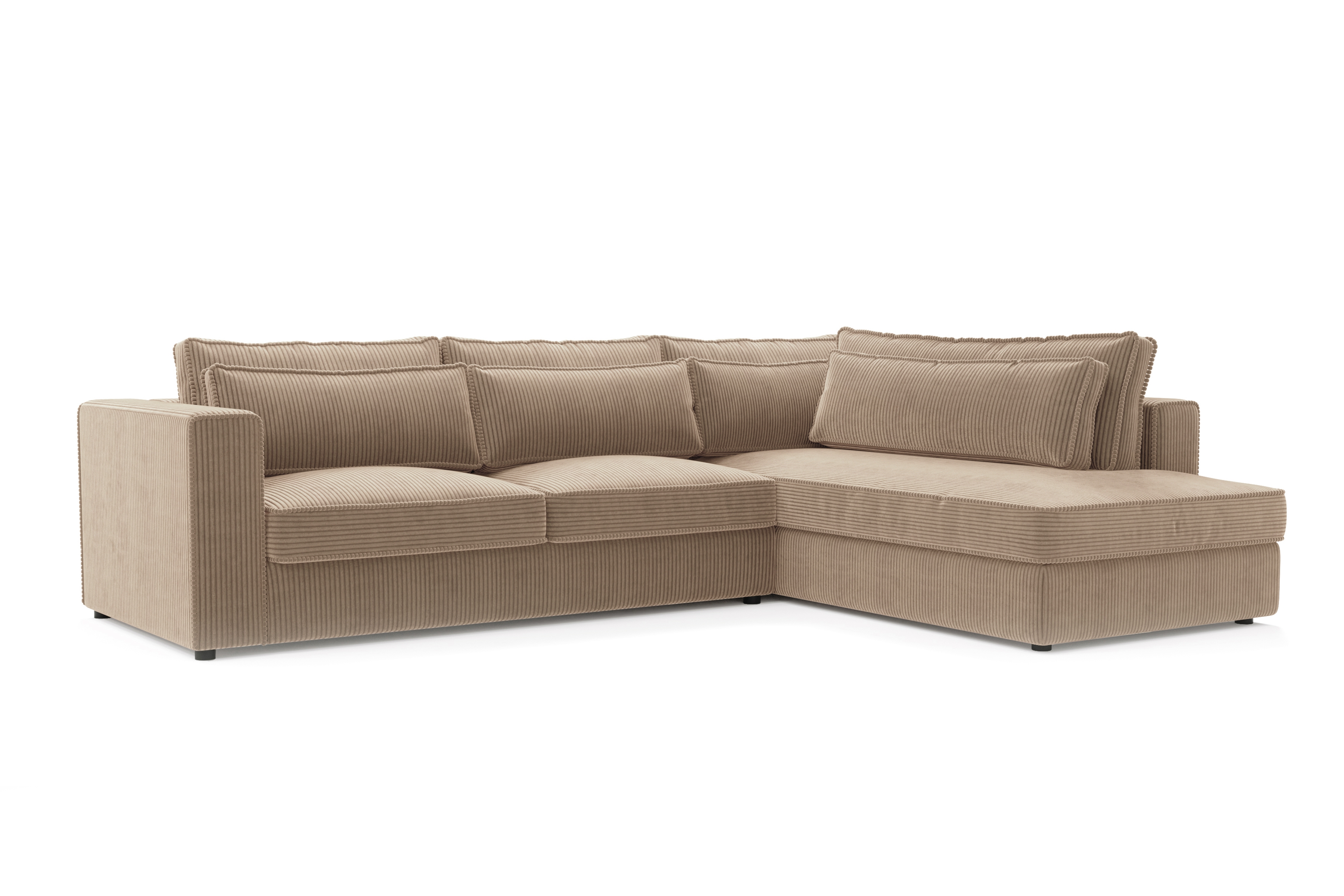 Rohová sedací souprava Larina pravá - světle hnědá Lincoln 17 Rohová sedací souprava pro obývacího pokoje Larina pravá - jasnobrazowy manšestr Lincoln 17