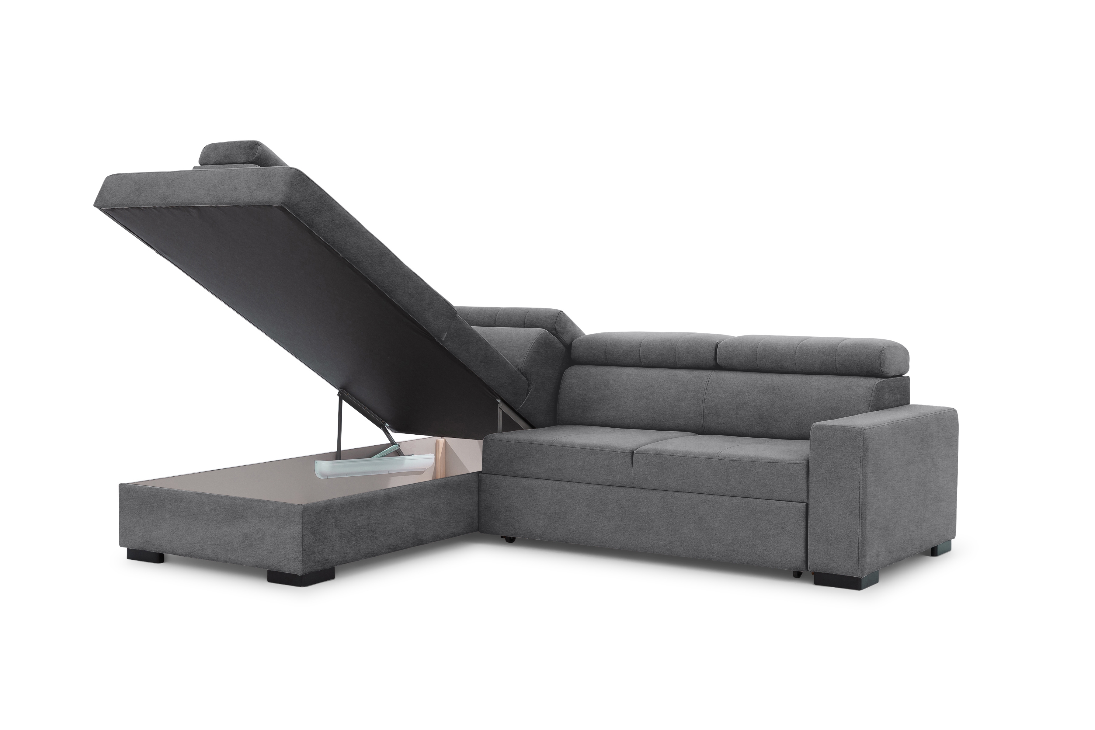 Rozkládací rohová sedací souprava Modeno L levá - grafitová Zetta 304 Rohová sedací souprava pro obývacího pokoje Modeno L levá - šedá samet Zetta 304