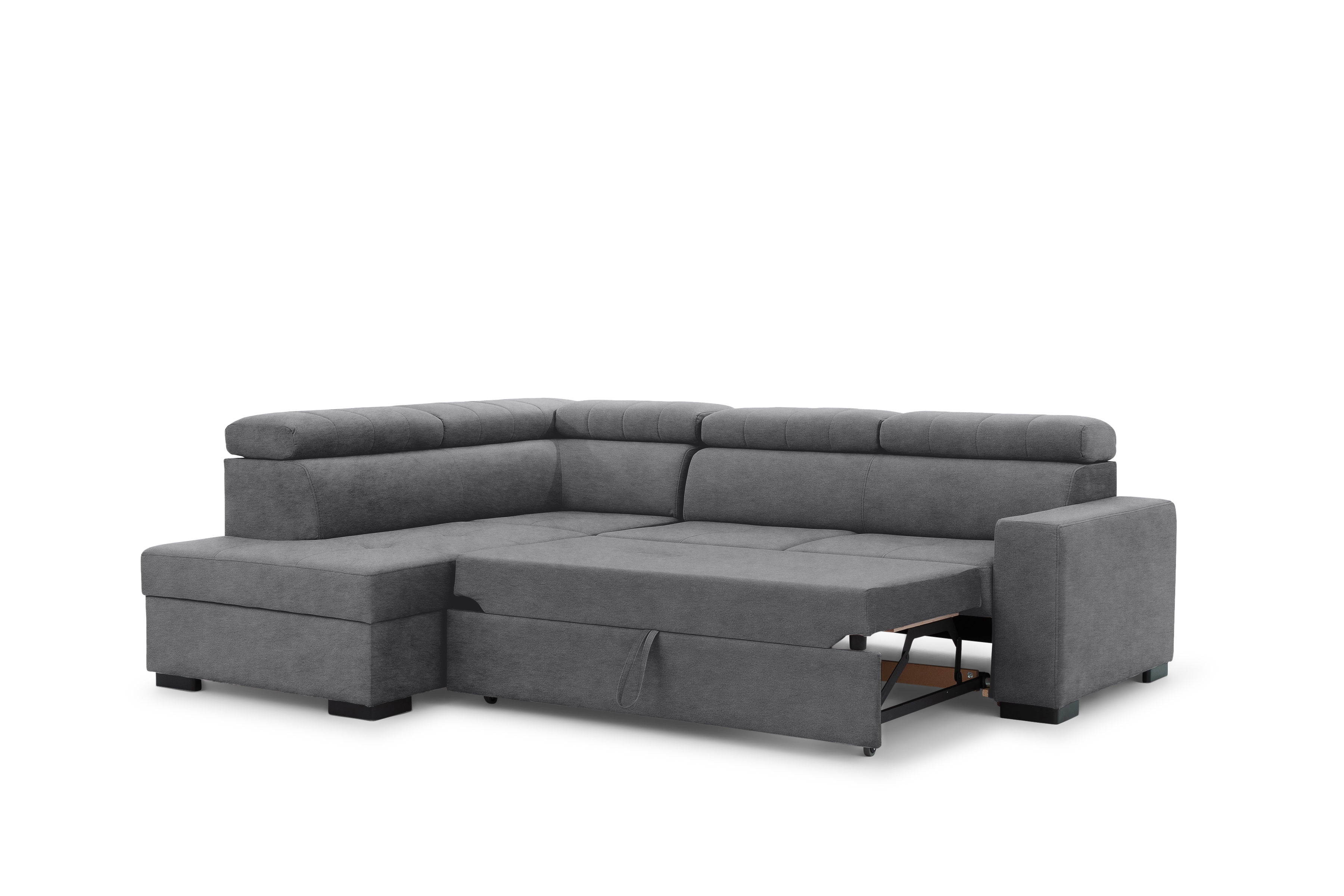 Rozkládací rohová sedací souprava Modeno L levá - grafitová Zetta 304 Rohová sedací souprava pro obývacího pokoje Modeno L levá - šedá samet Zetta 304