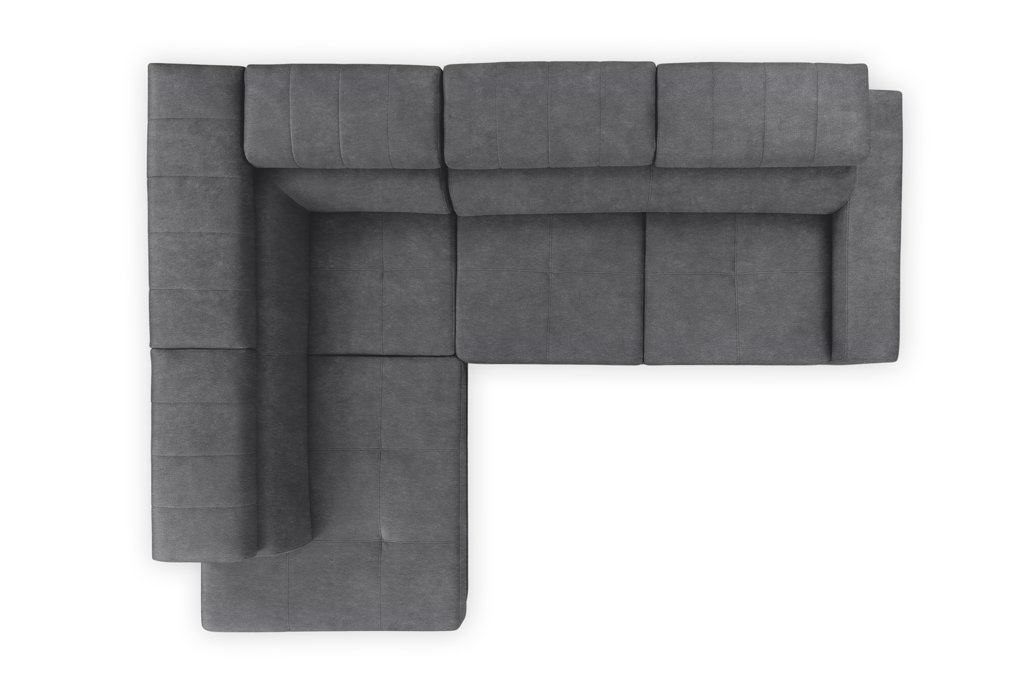 Rozkládací rohová sedací souprava Modeno L levá - grafitová Zetta 304 Rohová sedací souprava pro obývacího pokoje Modeno L levá - šedá samet Zetta 304