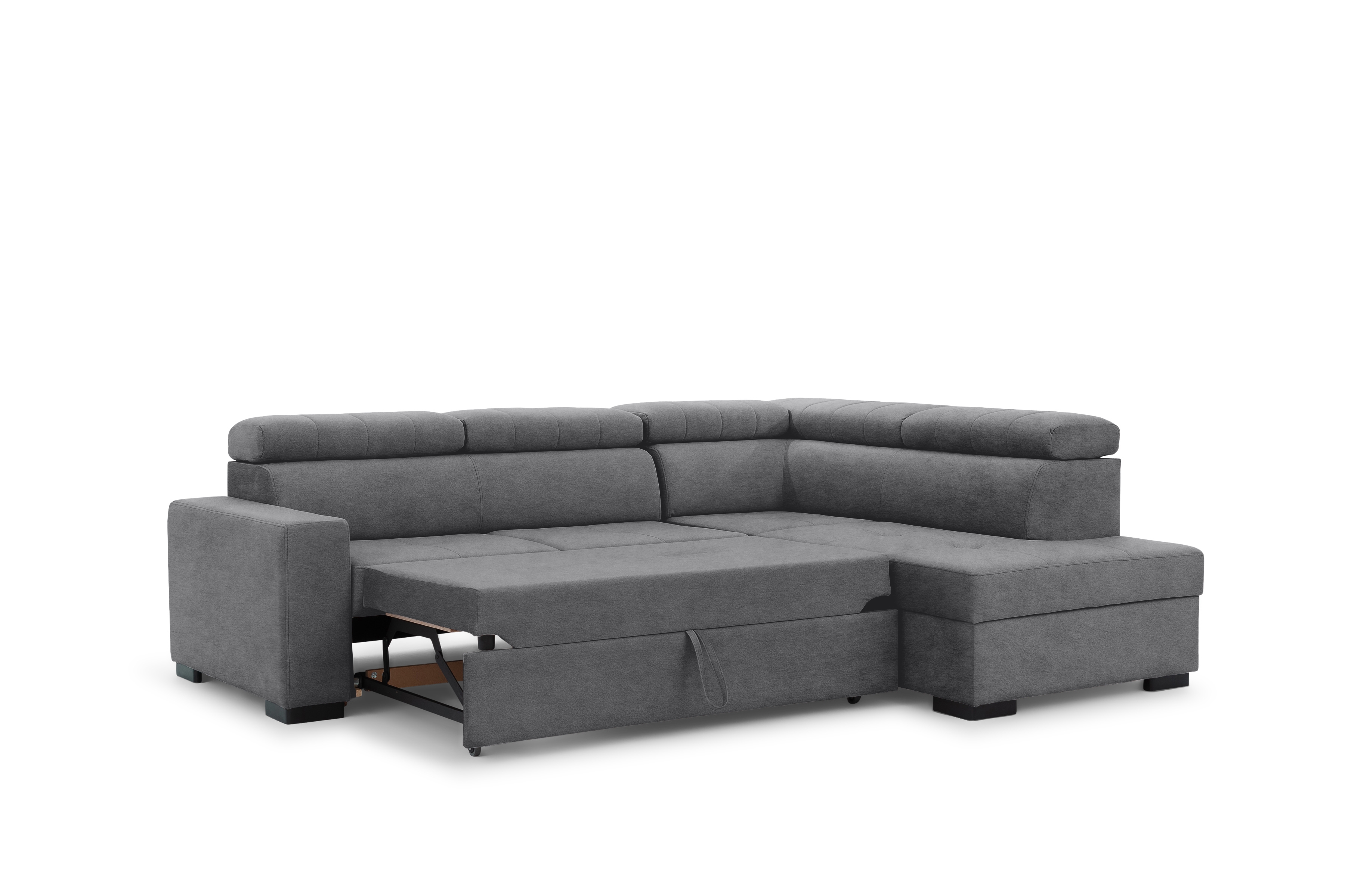 Rozkládací rohová sedací souprava Modeno L pravá - grafitová Zetta 304 Rohová sedací souprava pro obývacího pokoje Modeno L pravá - šedá samet Zetta 304