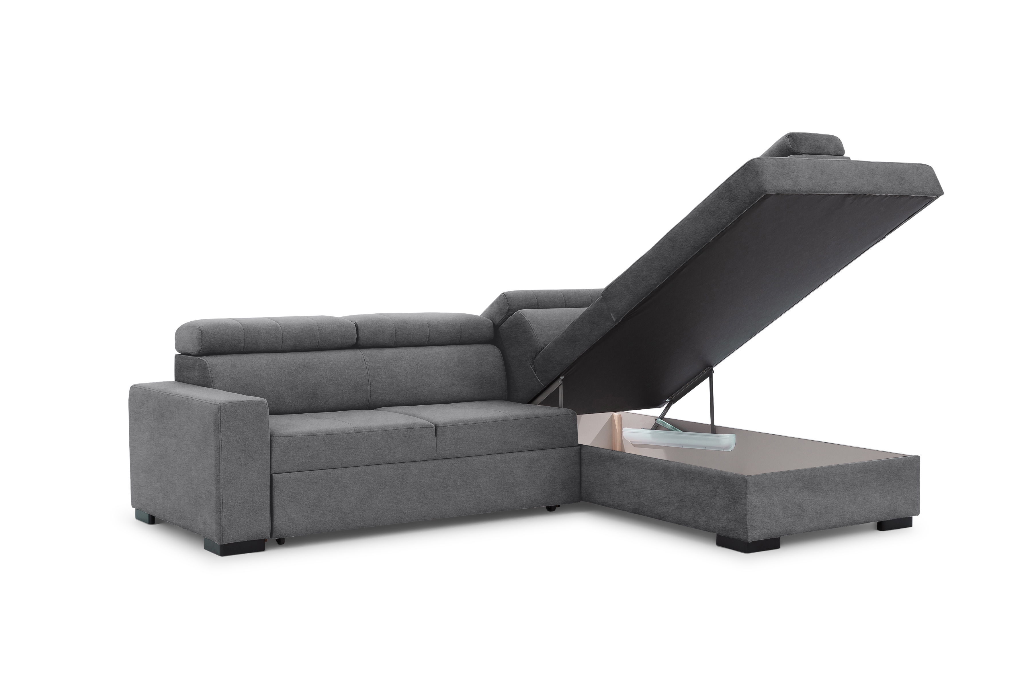 Rozkládací rohová sedací souprava Modeno L pravá - grafitová Zetta 304 Rohová sedací souprava pro obývacího pokoje Modeno L pravá - šedá samet Zetta 304