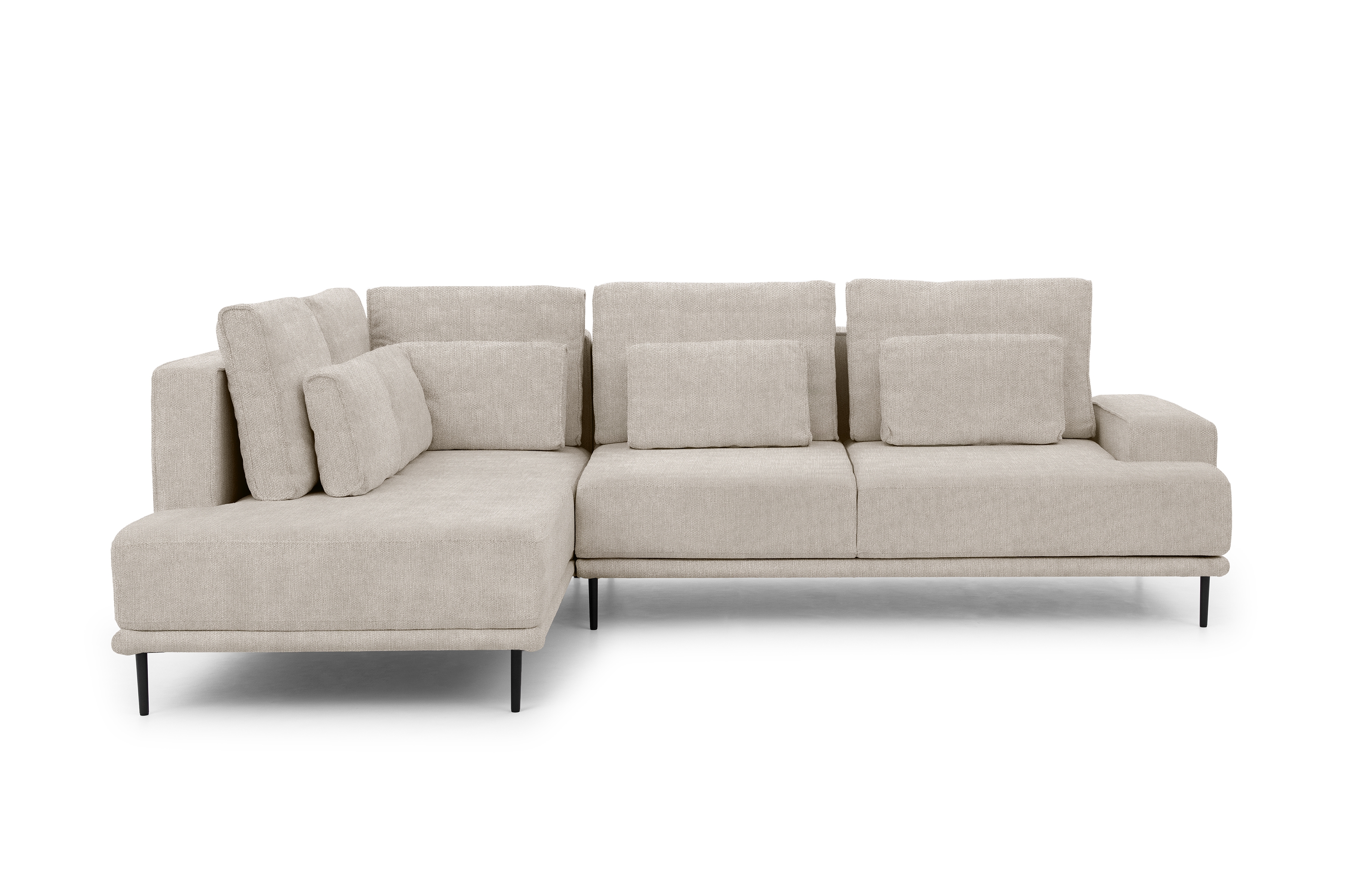 Rohová sedacia súprava Nicole L Ľavá strana - Béžová látka Hevia 207.09 / čierny nožičky Rohová sedacia súprava do obývacej izby Nicole L Ľavá strana - Béžová látka Hevia 207.09/nozki čierny