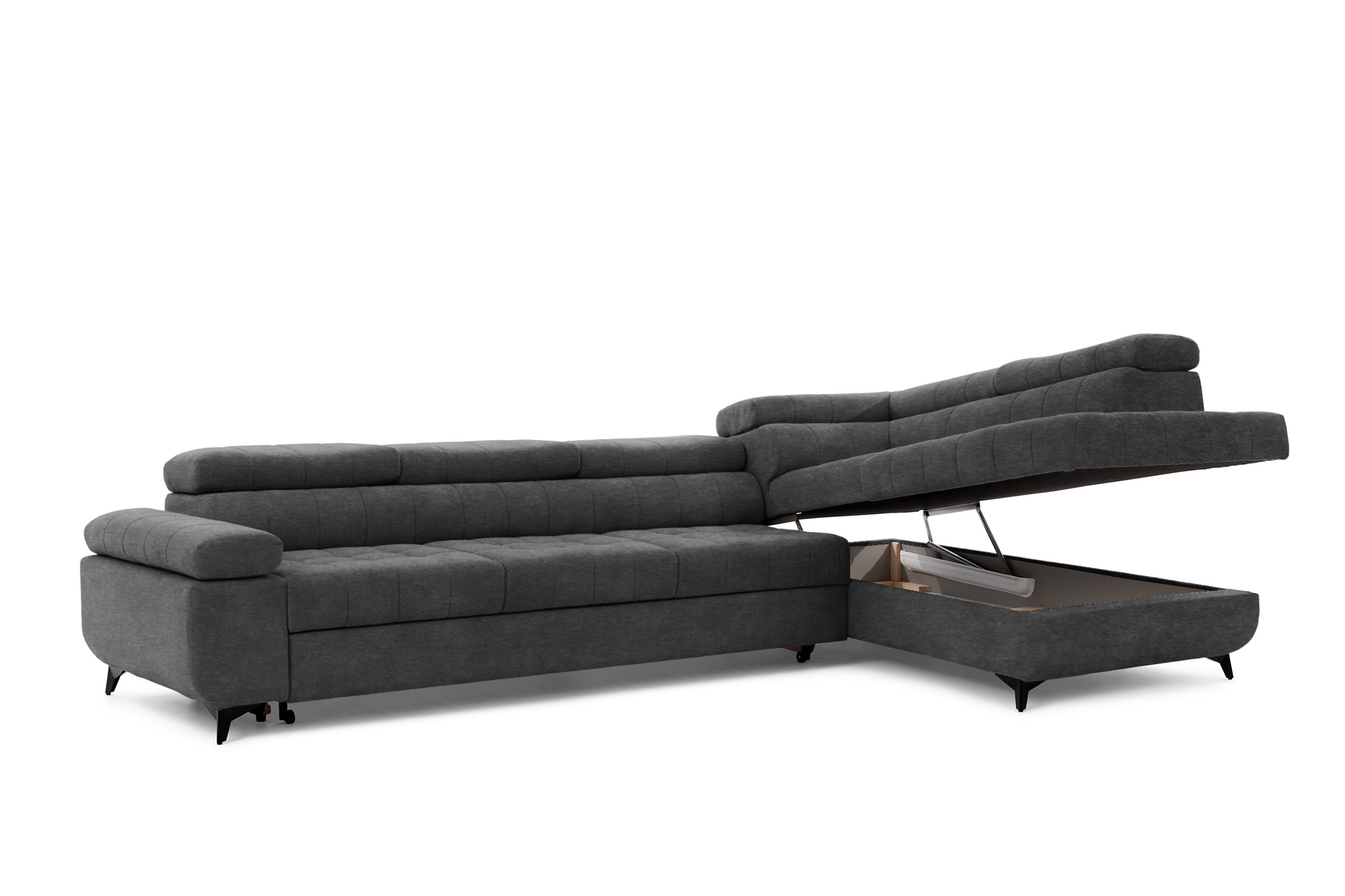 Rozkladacia rohová sedacia súprava Dragonis Maxi pravá - grafitový ľahkočistiaci zamat Zetta 305 Rohová sedacia súprava Dragonis Maxi s funkciou spánku pravá strana - Grafitový velúr ľahkočistiaci Zetta 305