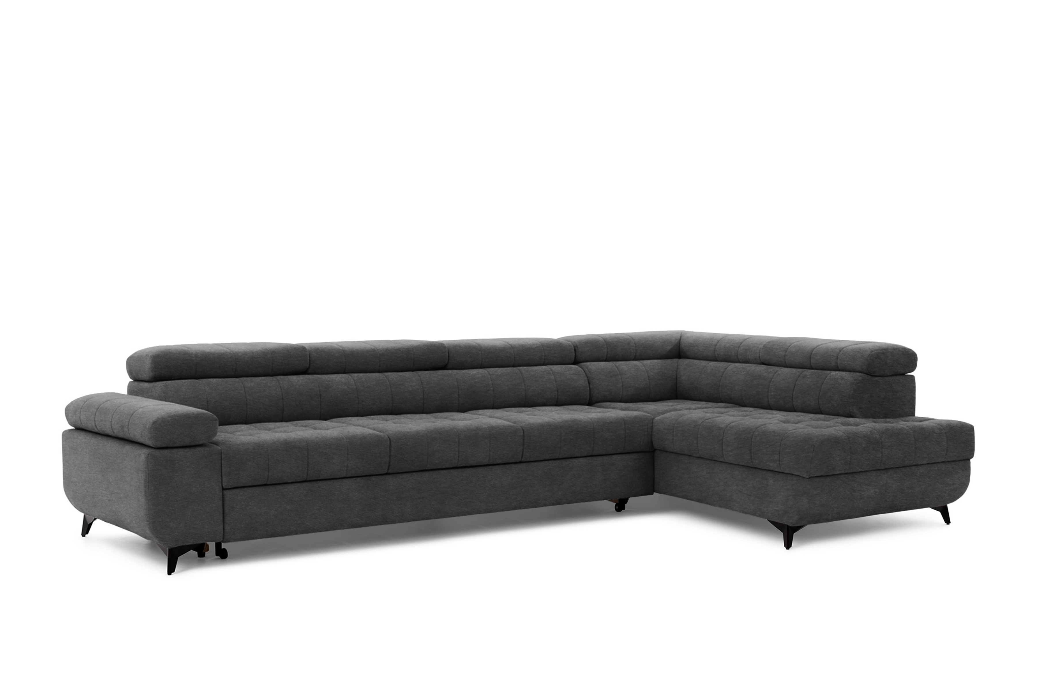 Rozkladacia rohová sedacia súprava Dragonis Maxi pravá - grafitový ľahkočistiaci zamat Zetta 305 Rohová sedacia súprava Dragonis Maxi s funkciou spánku pravá strana - Grafitový velúr ľahkočistiaci Zetta 305