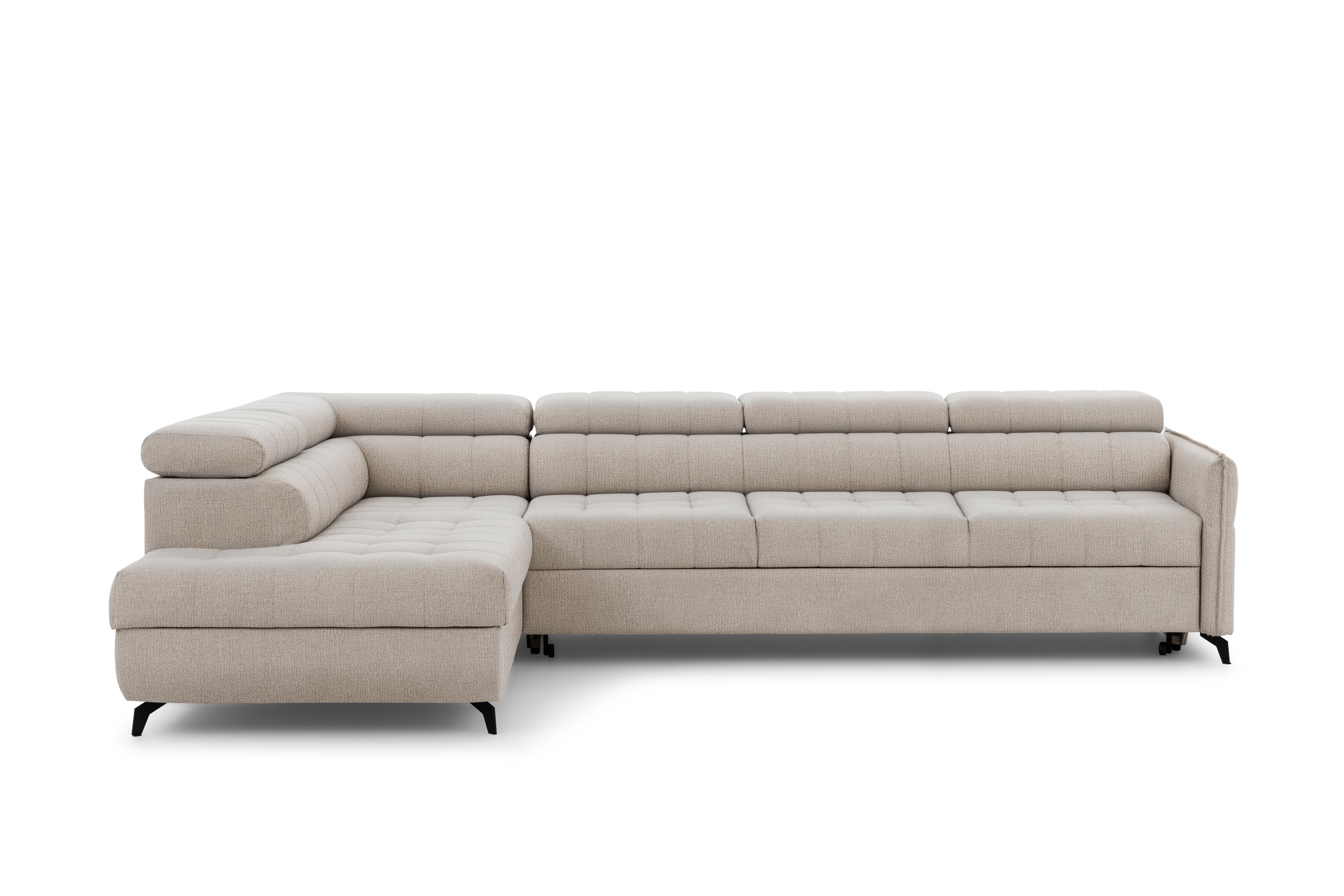 Rozkládací rohová sedací souprava Elarias Maxi levá - béžová Perfect Harmony 07 Rohová sedací souprava Elarias Maxi rozkládací levá - béžová šenil Perfect Harmony 07