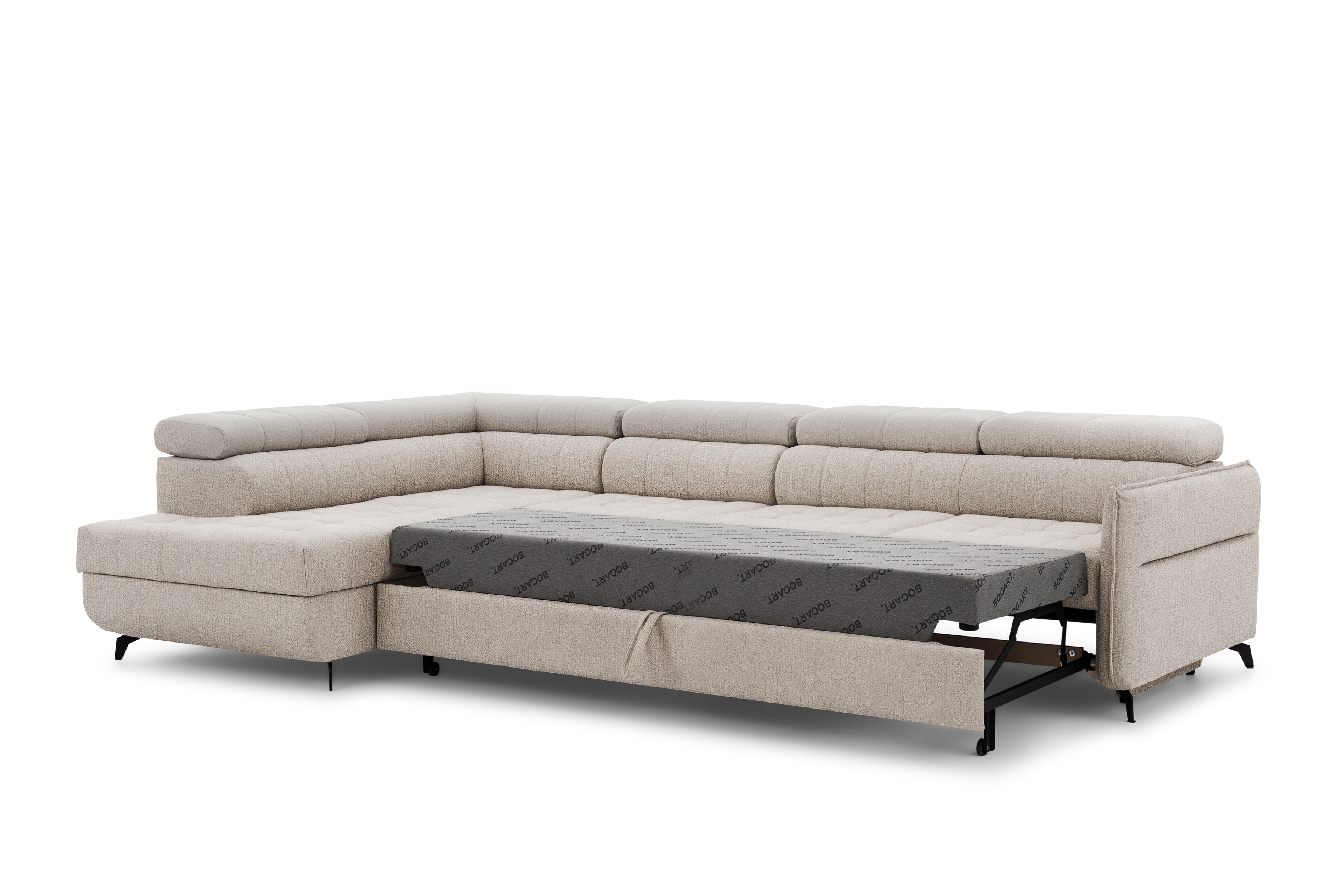 Rozkládací rohová sedací souprava Elarias Maxi levá - béžová Perfect Harmony 07 Rohová sedací souprava Elarias Maxi rozkládací levá - béžová šenil Perfect Harmony 07