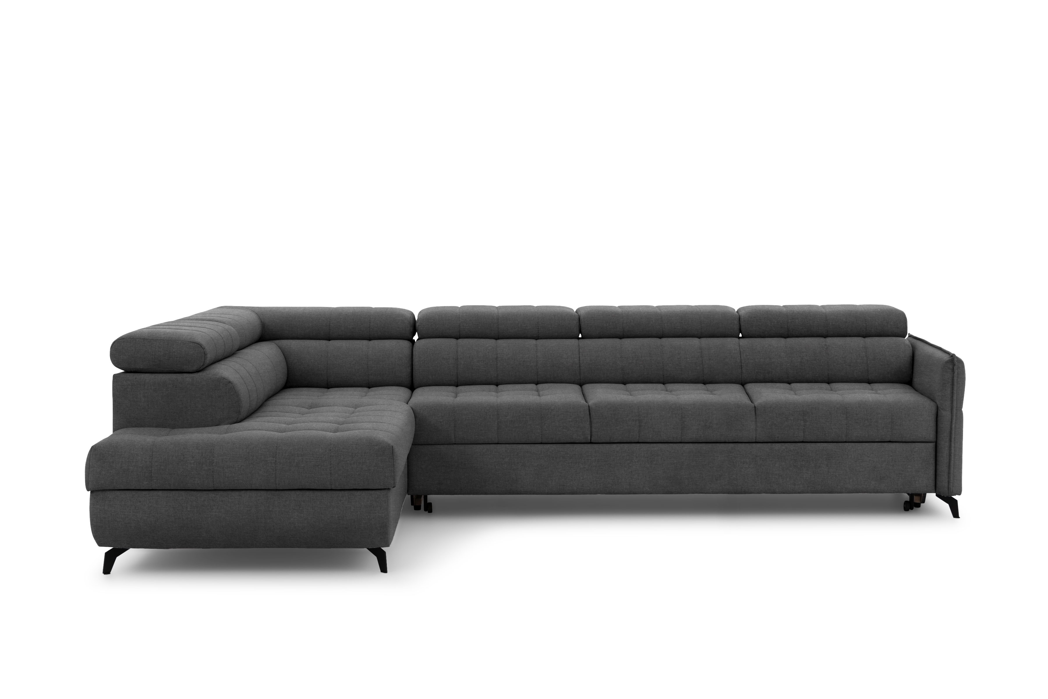 Rozkládací rohová sedací souprava Elarias Maxi levá - grafitová Zetta 305 Rohová sedací souprava Elarias Maxi rozkládací levá - grafitová samet latwoczyszczacy Zetta 305