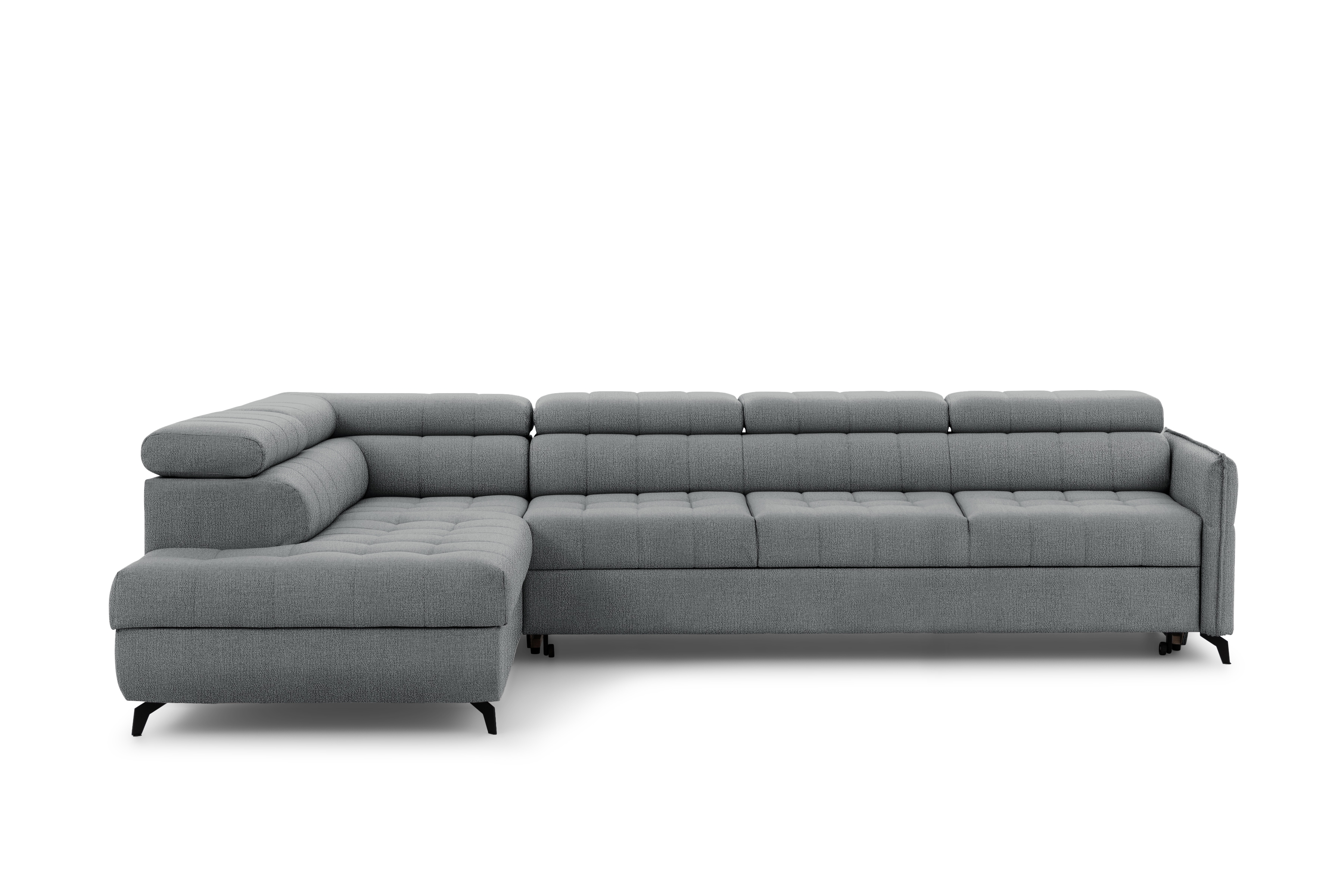 Rozkladacia rohová sedacia súprava Elarias Maxi ľavá - šedá žinylka Perfect Harmony 85 Rohová sedacia súprava Elarias Maxi s funkciou spánku Ľavá strana - šedý šenil Perfect Harmony 85