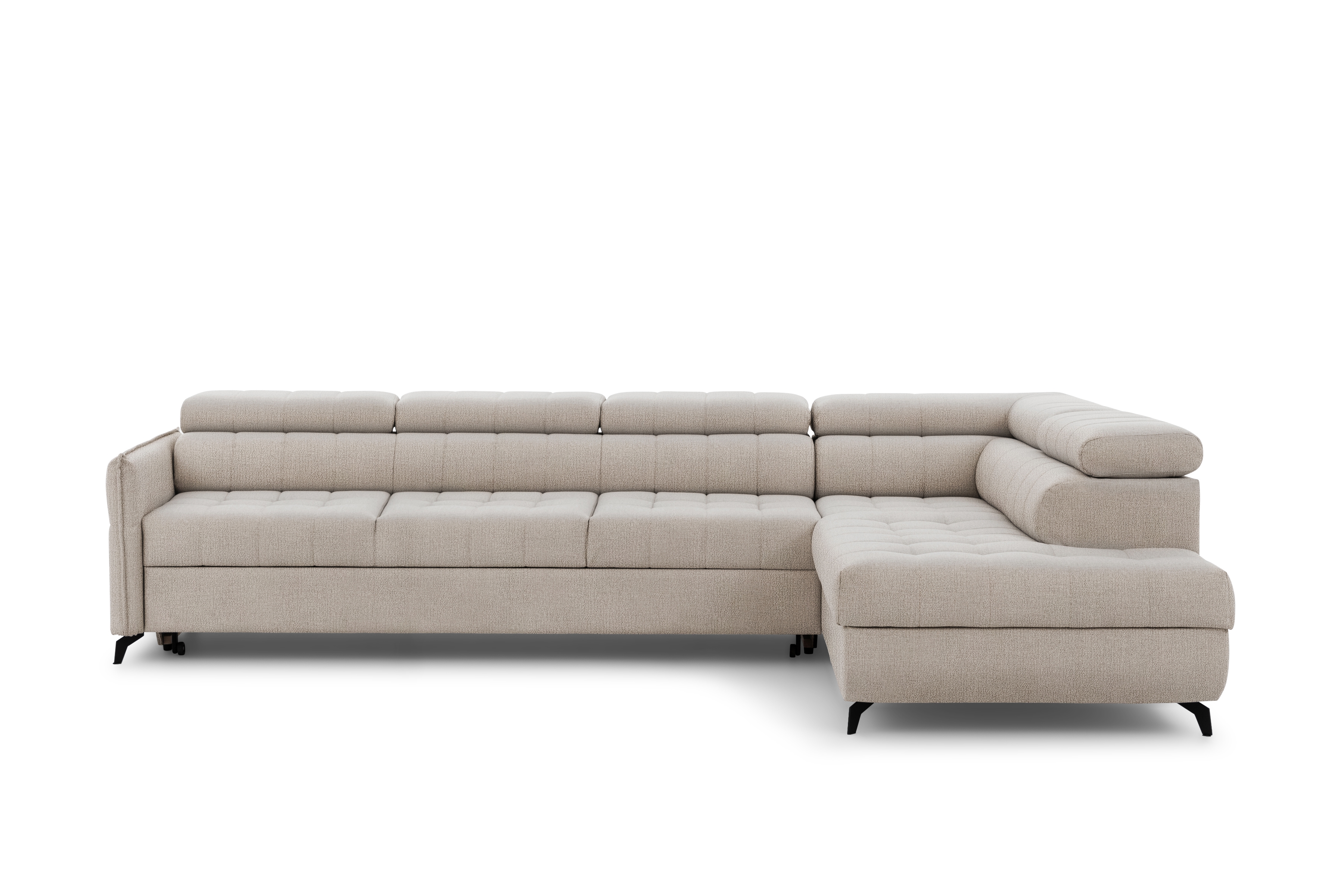 Rozkladacia rohová sedacia súprava Elarias Maxi pravá - béžová žinylka Perfect Harmony 07 Rohová sedacia súprava Elarias Maxi s funkciou spánku pravá strana - béžový šenil Perfect Harmony 07