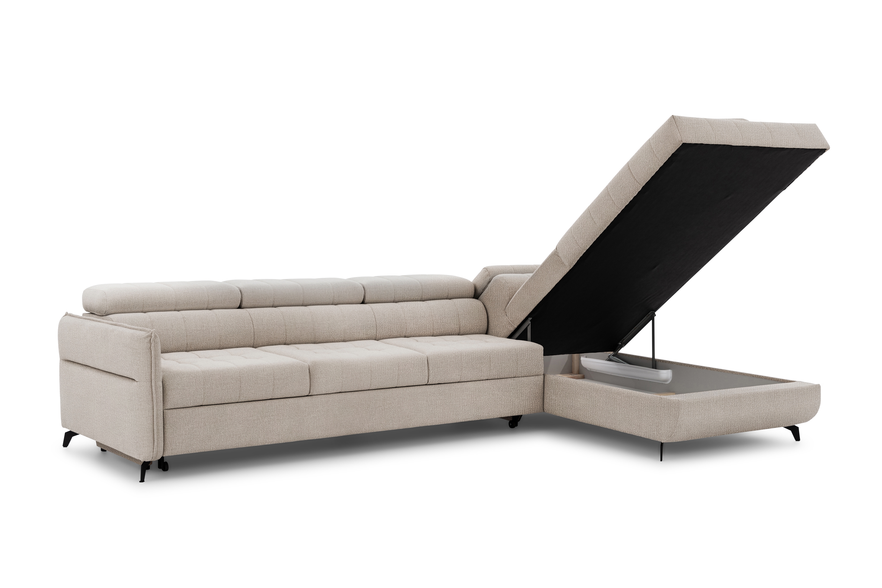 Rozkladacia rohová sedacia súprava Elarias Maxi pravá - béžová žinylka Perfect Harmony 07 Rohová sedacia súprava Elarias Maxi s funkciou spánku pravá strana - béžový šenil Perfect Harmony 07